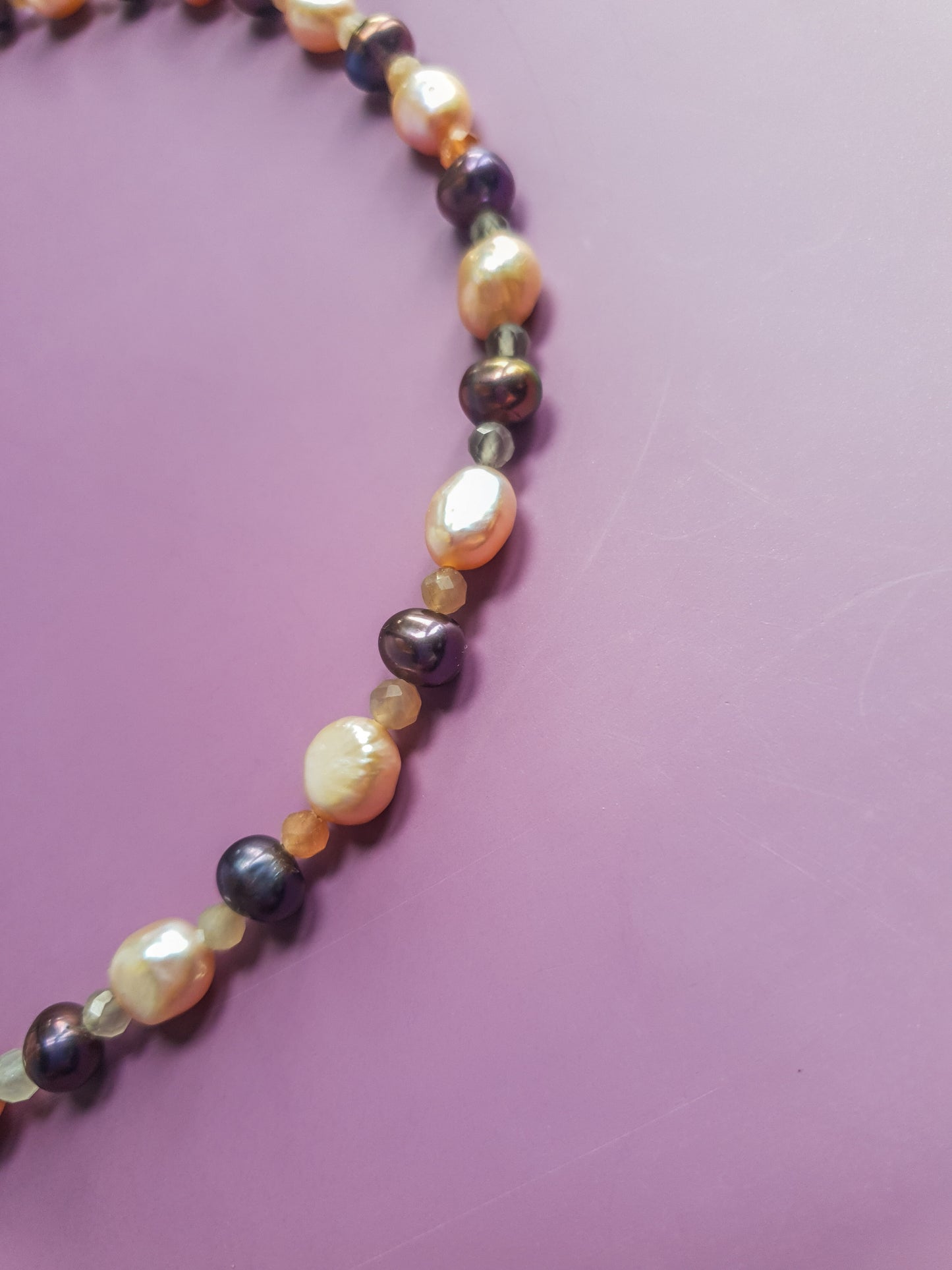 Pearls and sun stone Princess Necklace