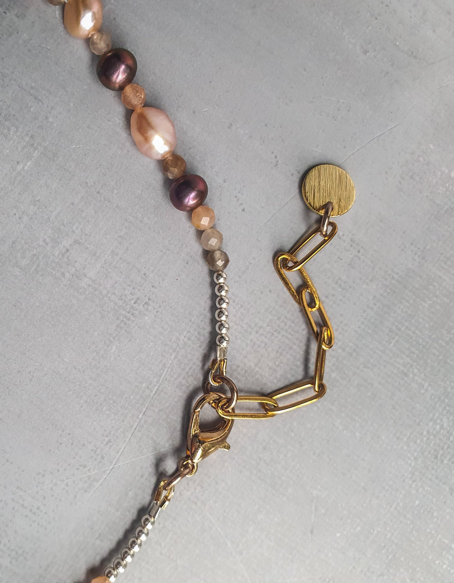 Pearls and sun stone Princess Necklace