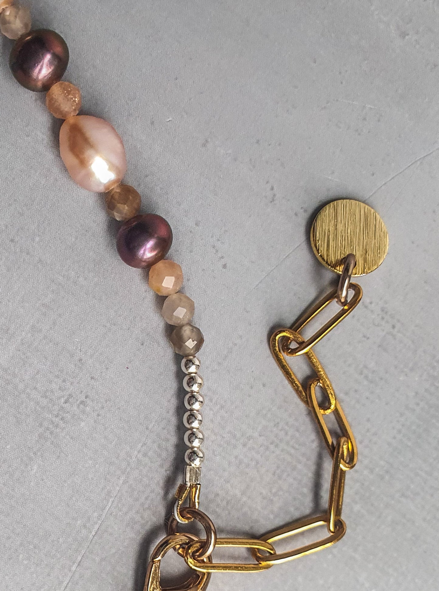 Pearls and sun stone Princess Necklace