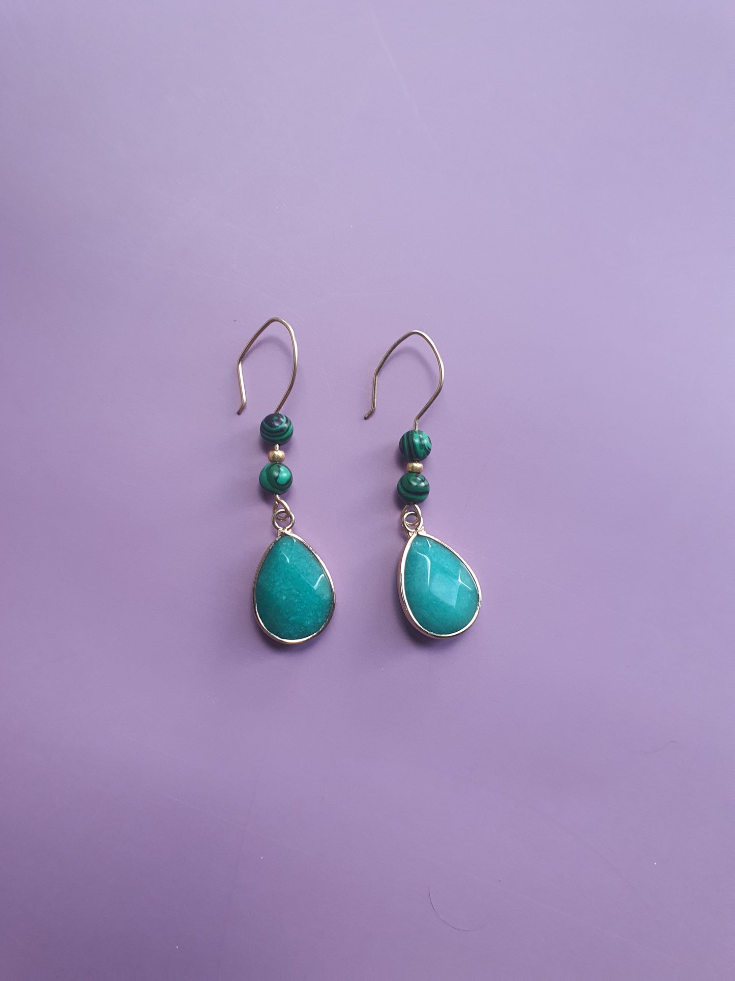 Golden Jade Malachite Drop Earring