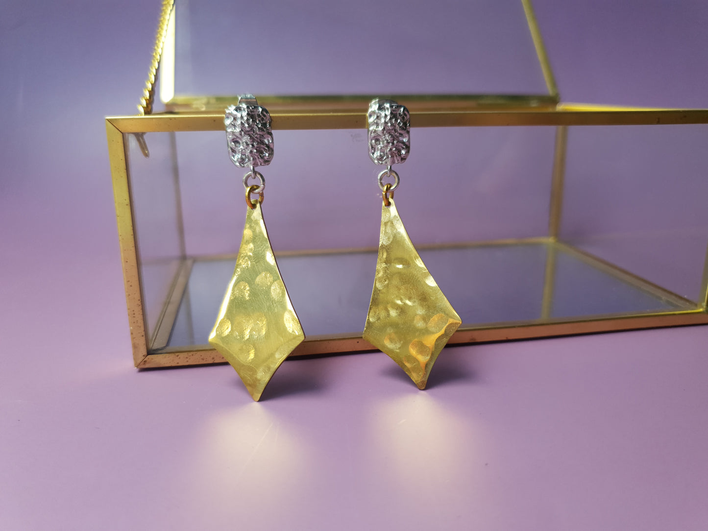 Hammered Gold Kite Drop Earrings