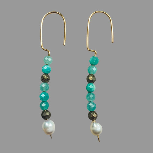 Calm in Colour Amazonite Gold Earrings