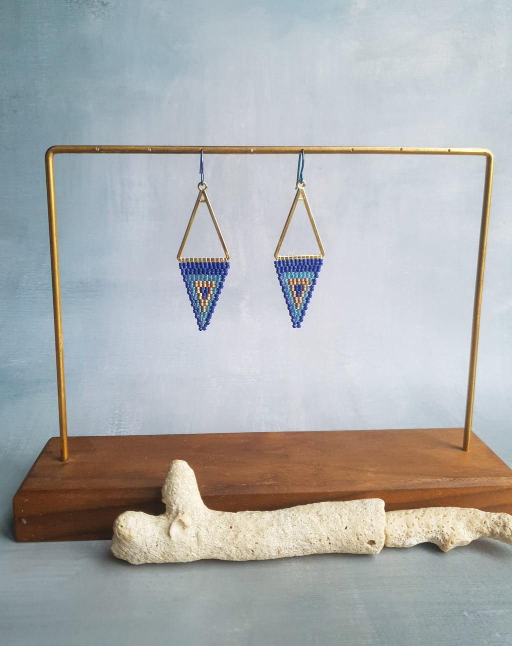 Triple Tone Diamond Symphony Drops - Blue & Gold