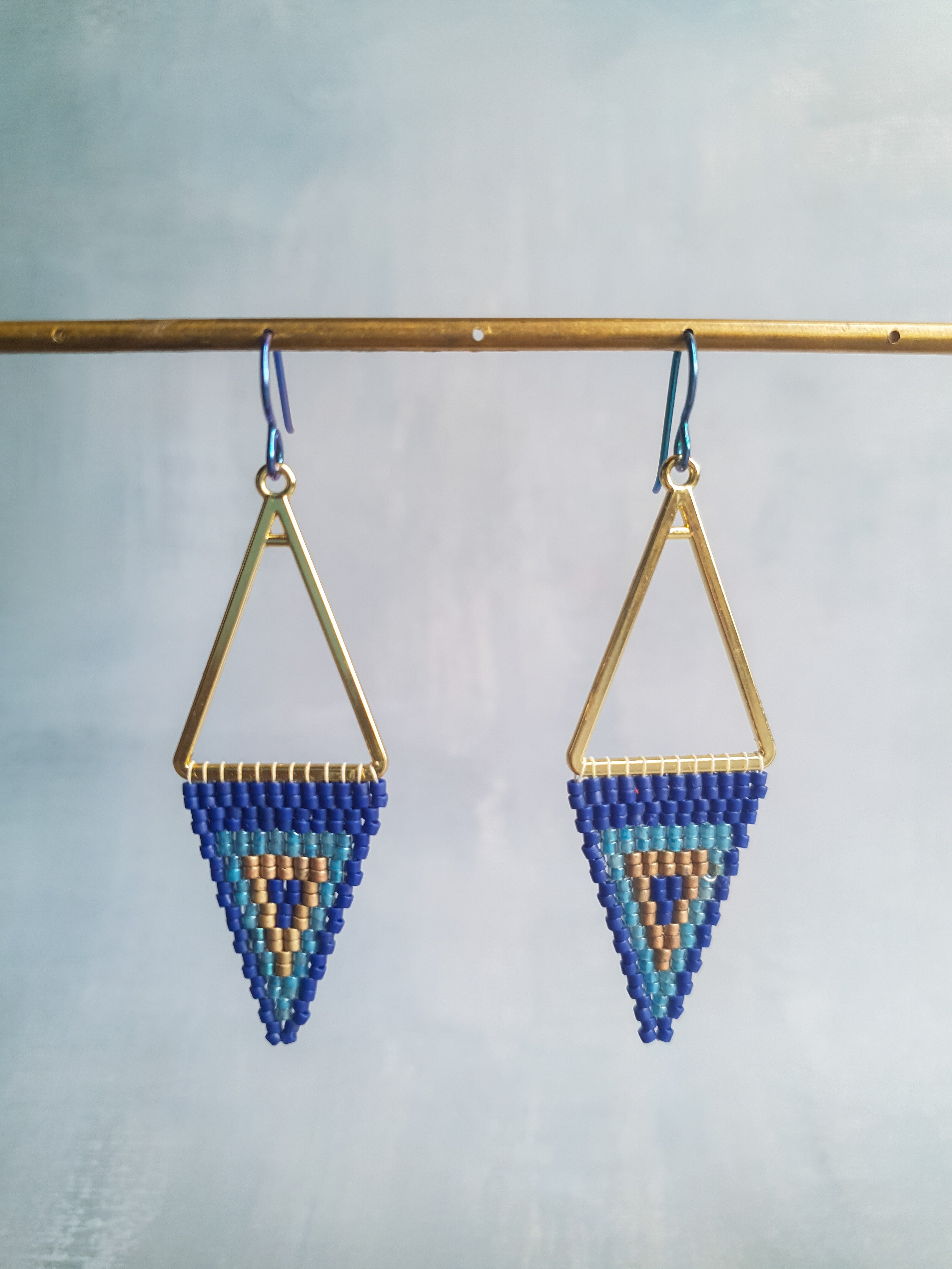 Triple Tone Diamond Symphony Drops - Blue & Gold