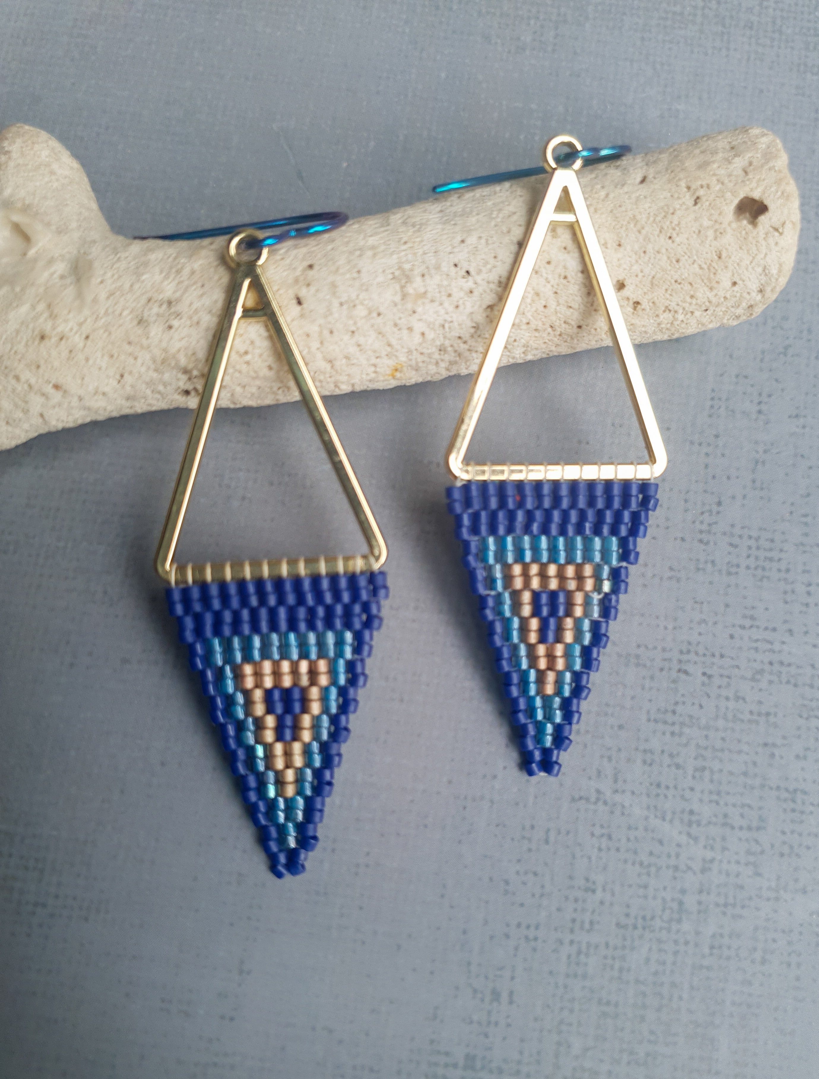 Triple Tone Diamond Symphony Drops - Blue & Gold