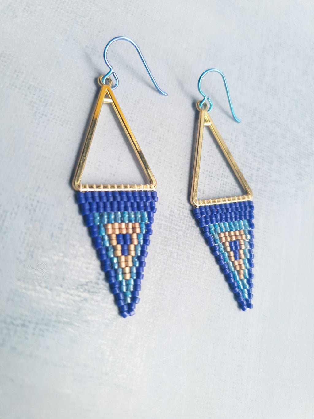 Triple Tone Diamond Symphony Drops - Blue & Gold