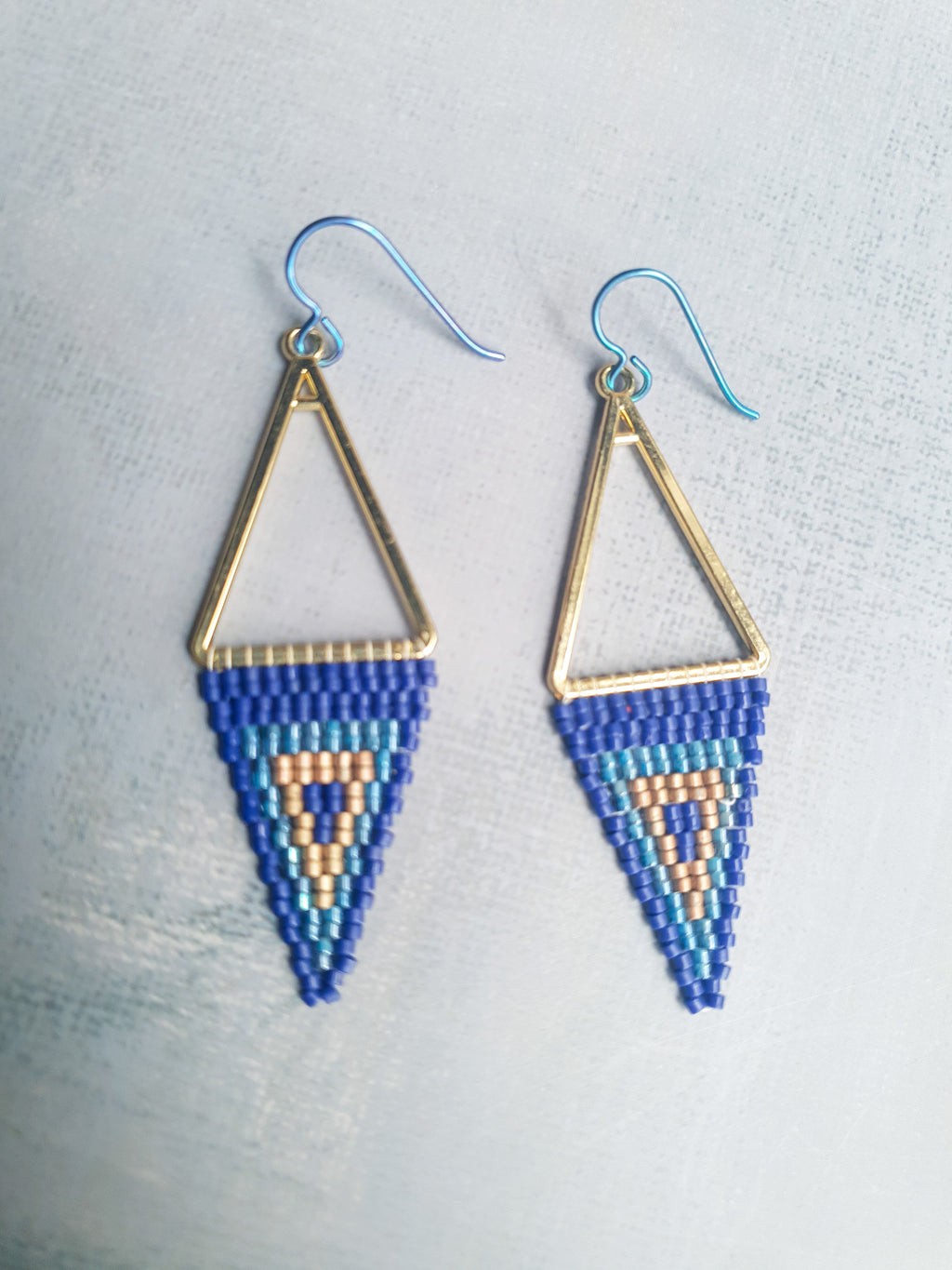 Triple Tone Diamond Symphony Drops - Blue & Gold