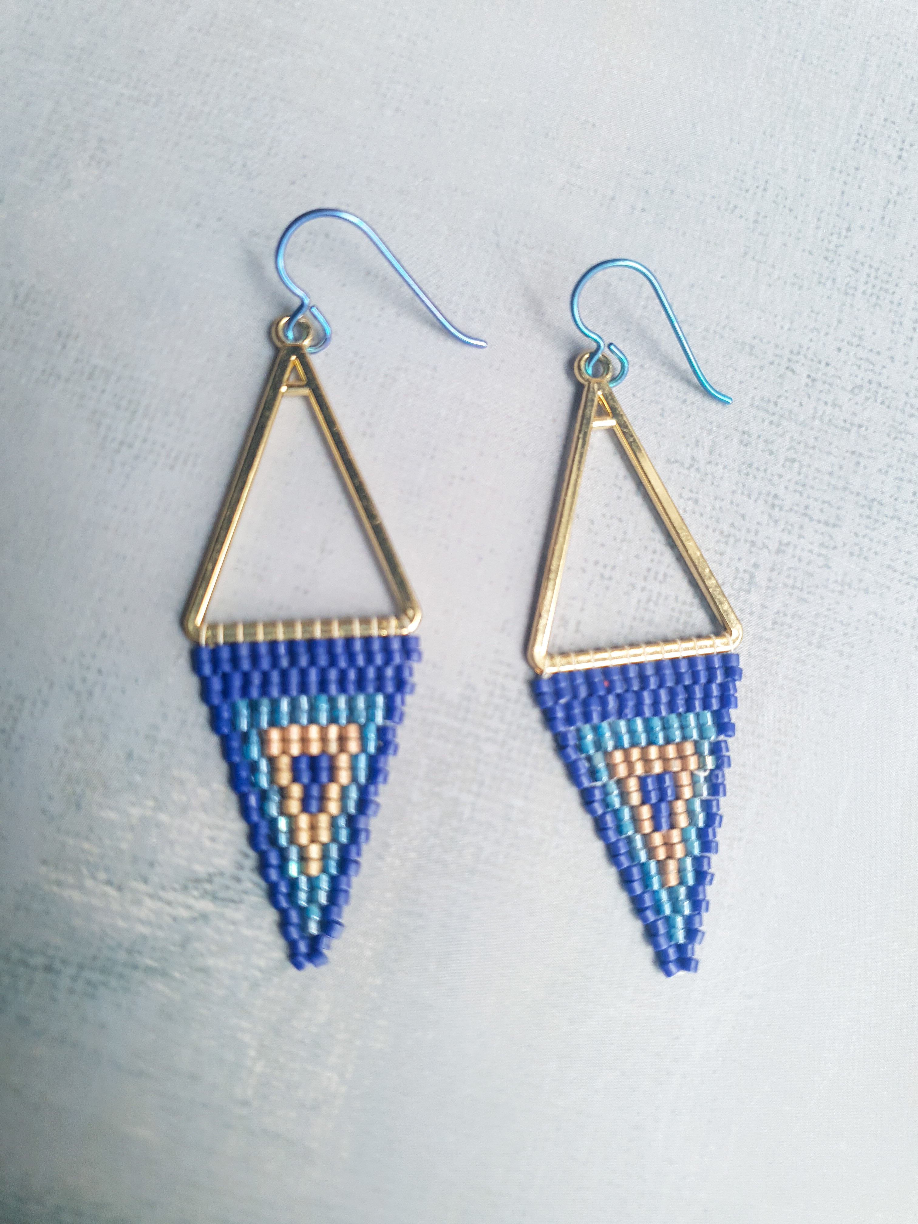 Triple Tone Diamond Symphony Drops - Blue & Gold