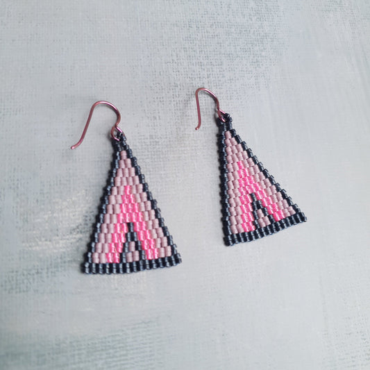 Triad Temptation Earrings Pink & Slate Grey