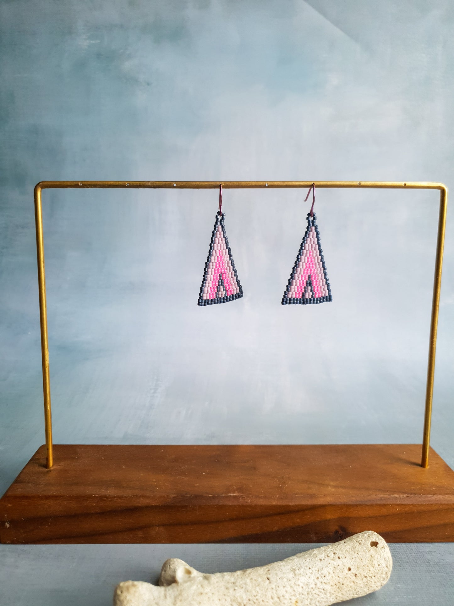 Triad Temptation Earrings Pink & Slate Grey