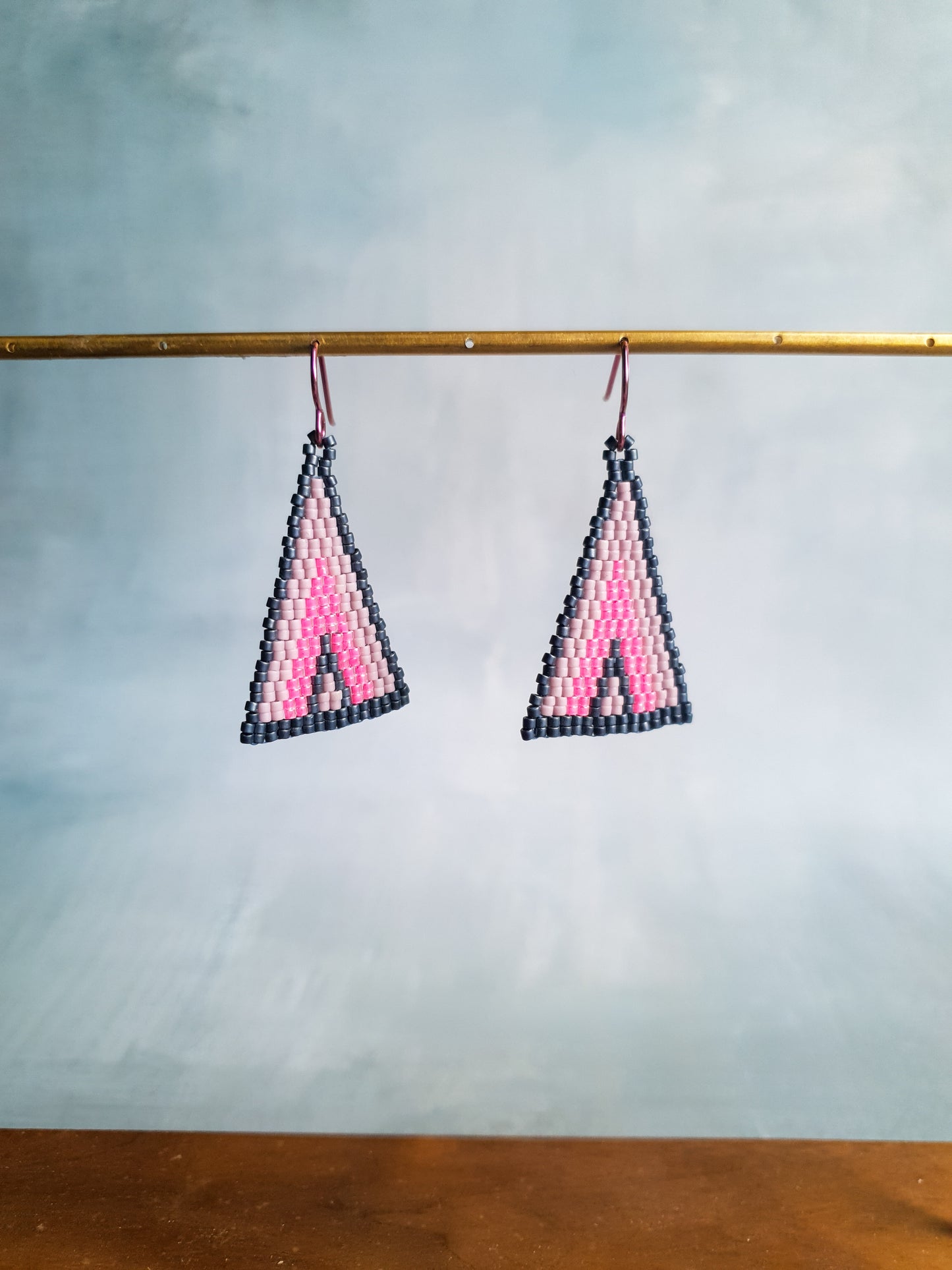 Triad Temptation Earrings Pink & Slate Grey