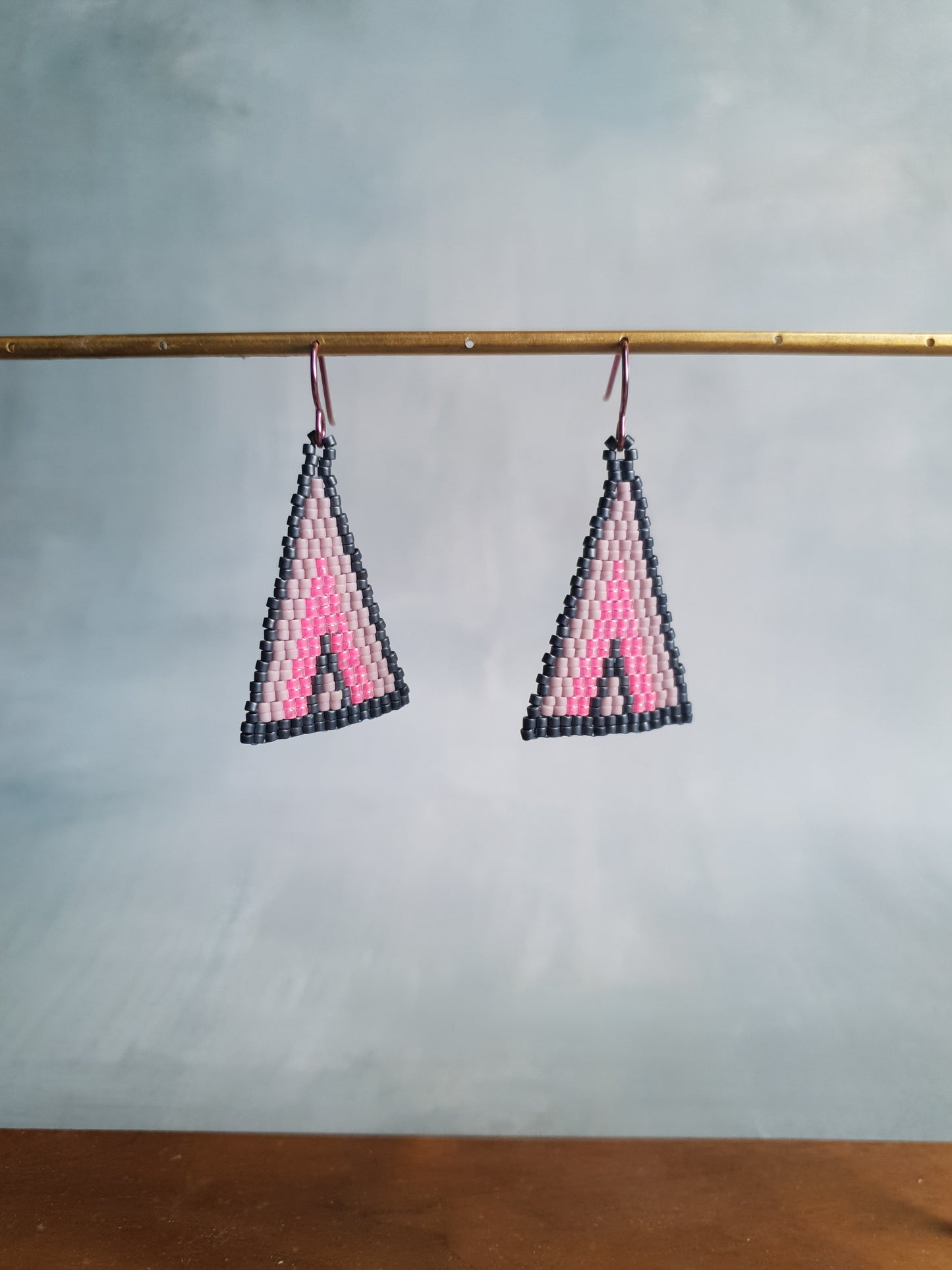 Triad Temptation Earrings Pink & Slate Grey