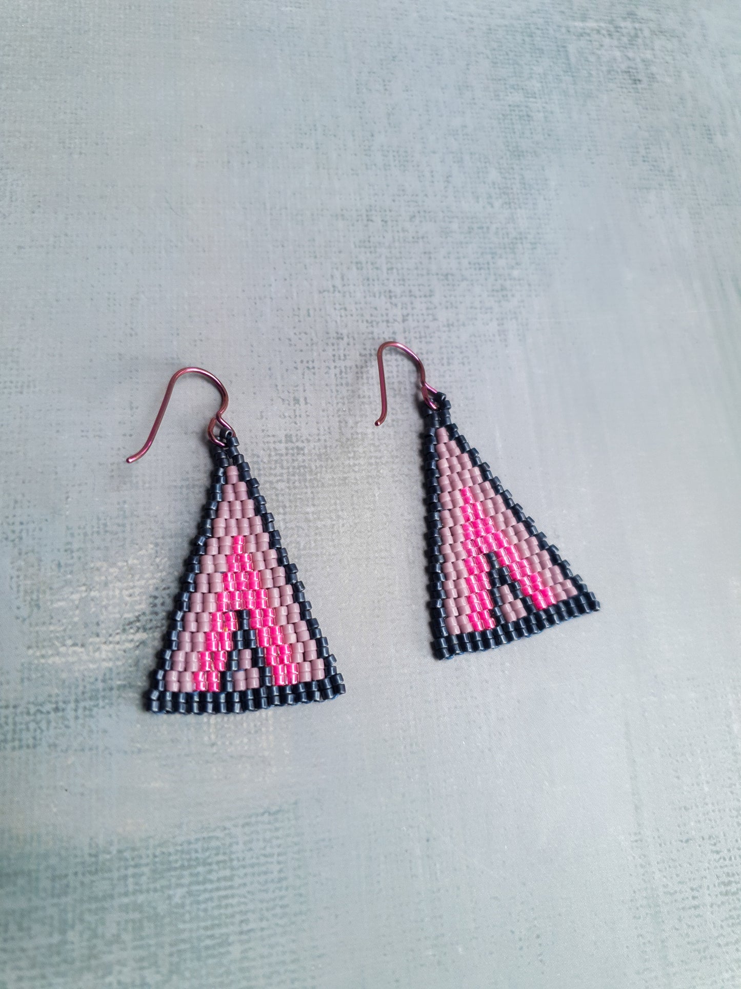 Triad Temptation Earrings Pink & Slate Grey