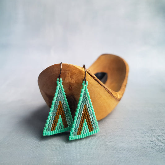 Triad Temptation Earrings - Green & Chocolate