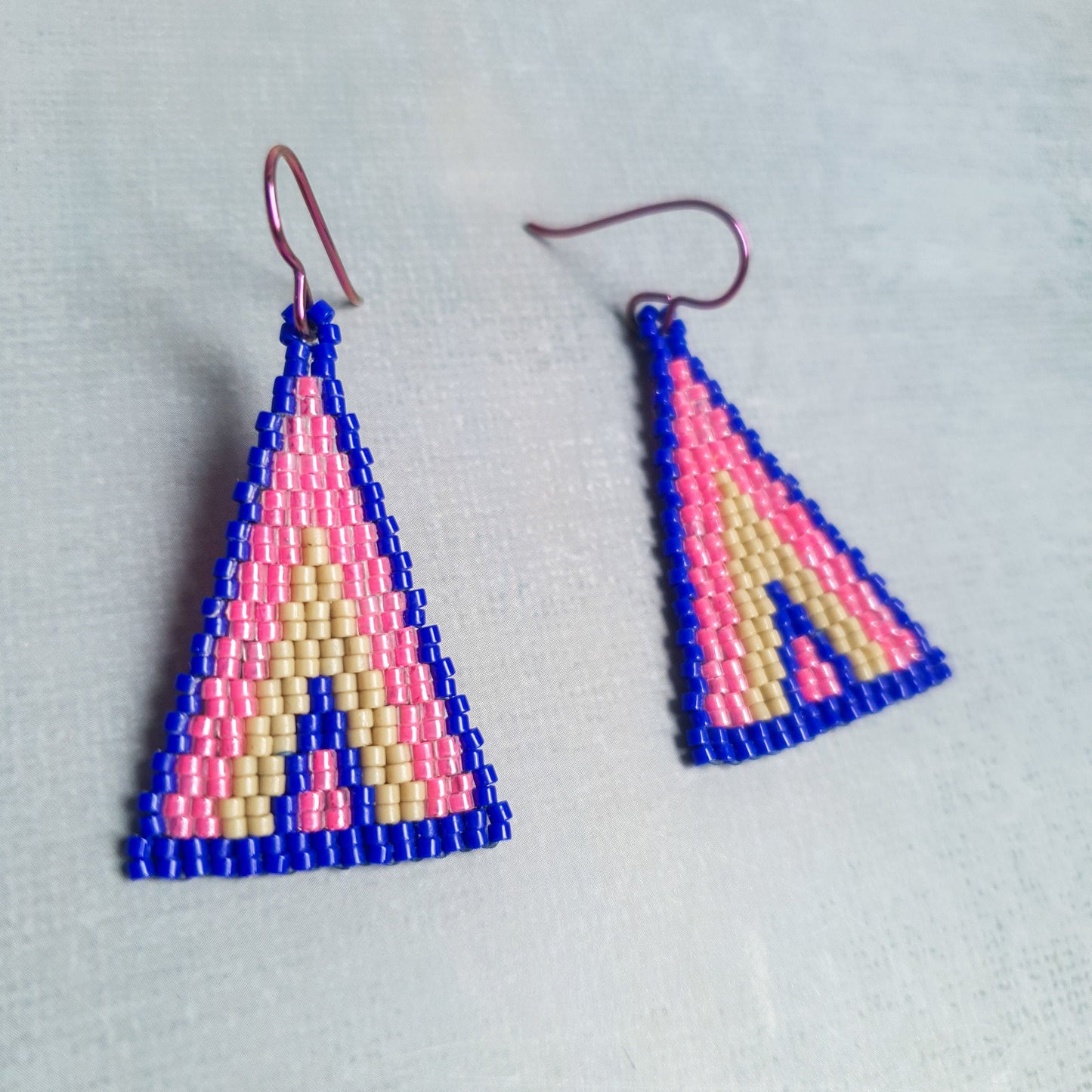 Triad Temptation Earrings Pink & Blue