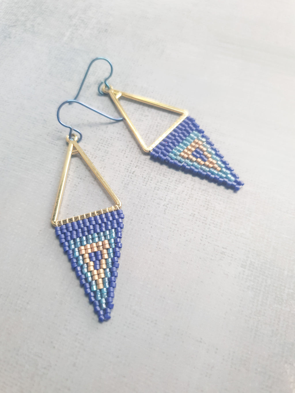 Triple Tone Diamond Symphony Drops - Blue & Gold