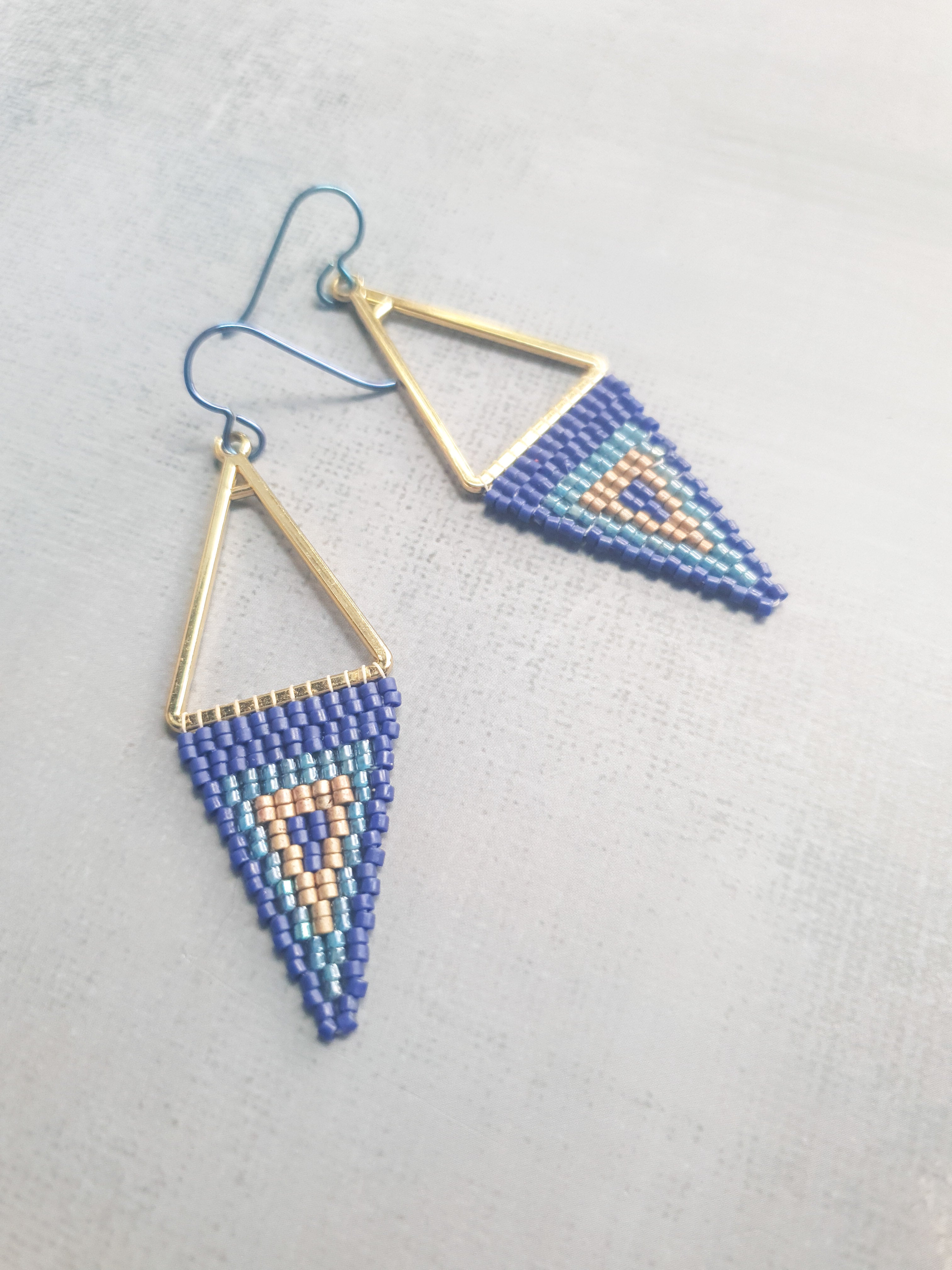 Triple Tone Diamond Symphony Drops - Blue & Gold