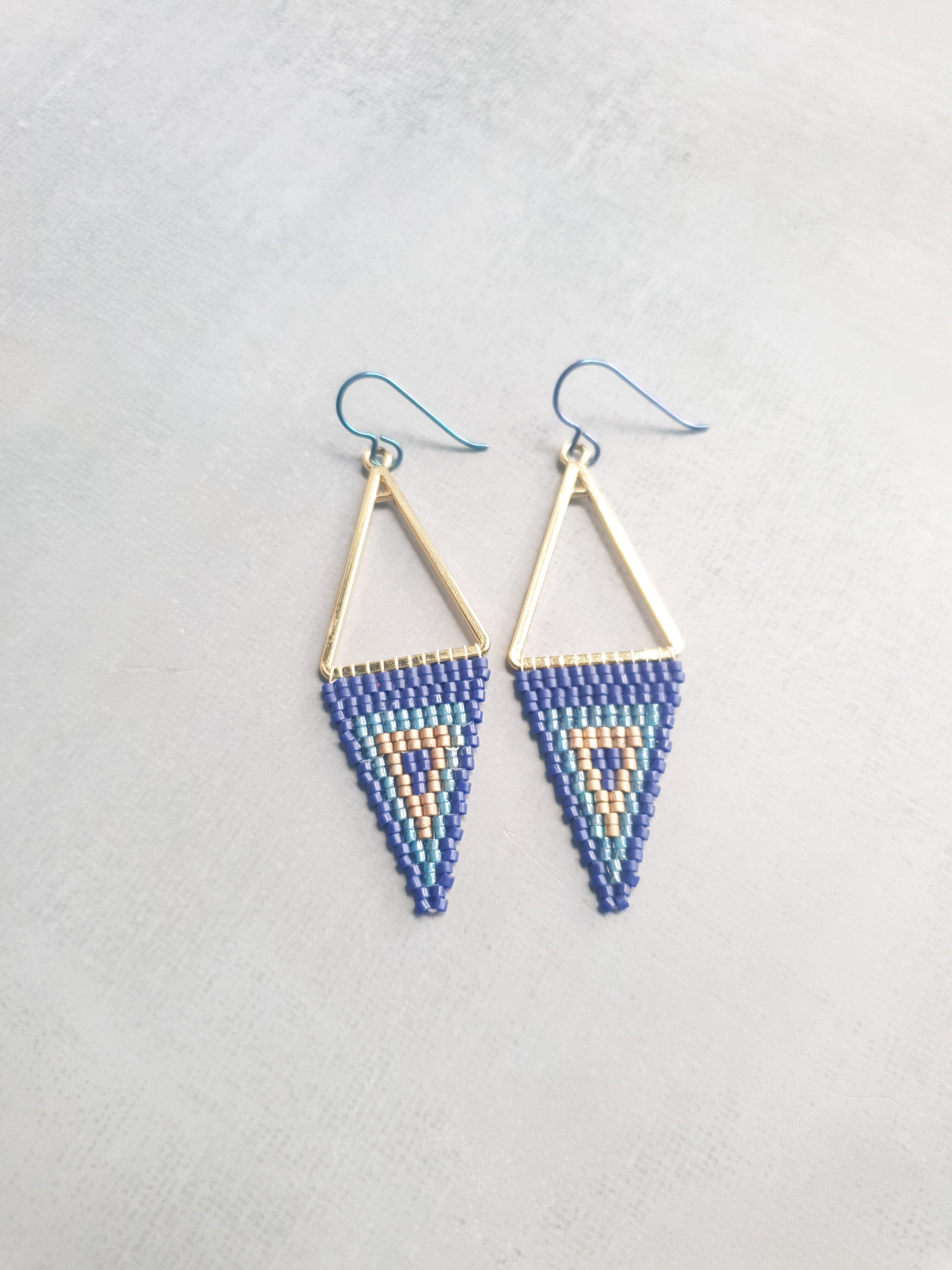 Triple Tone Diamond Symphony Drops - Blue & Gold