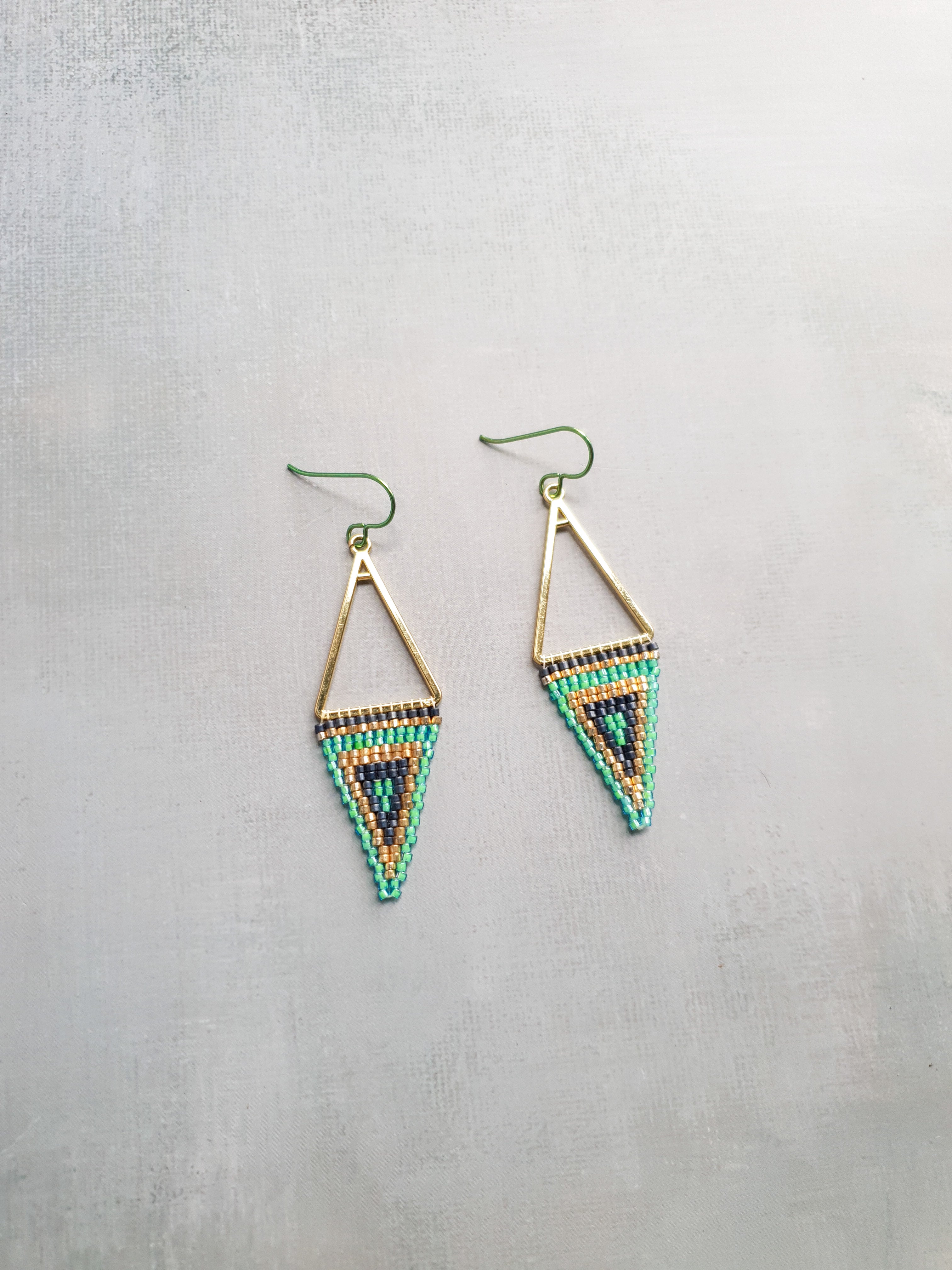 Triple Tone Diamond Symphony Drops - Golden Green & Slate