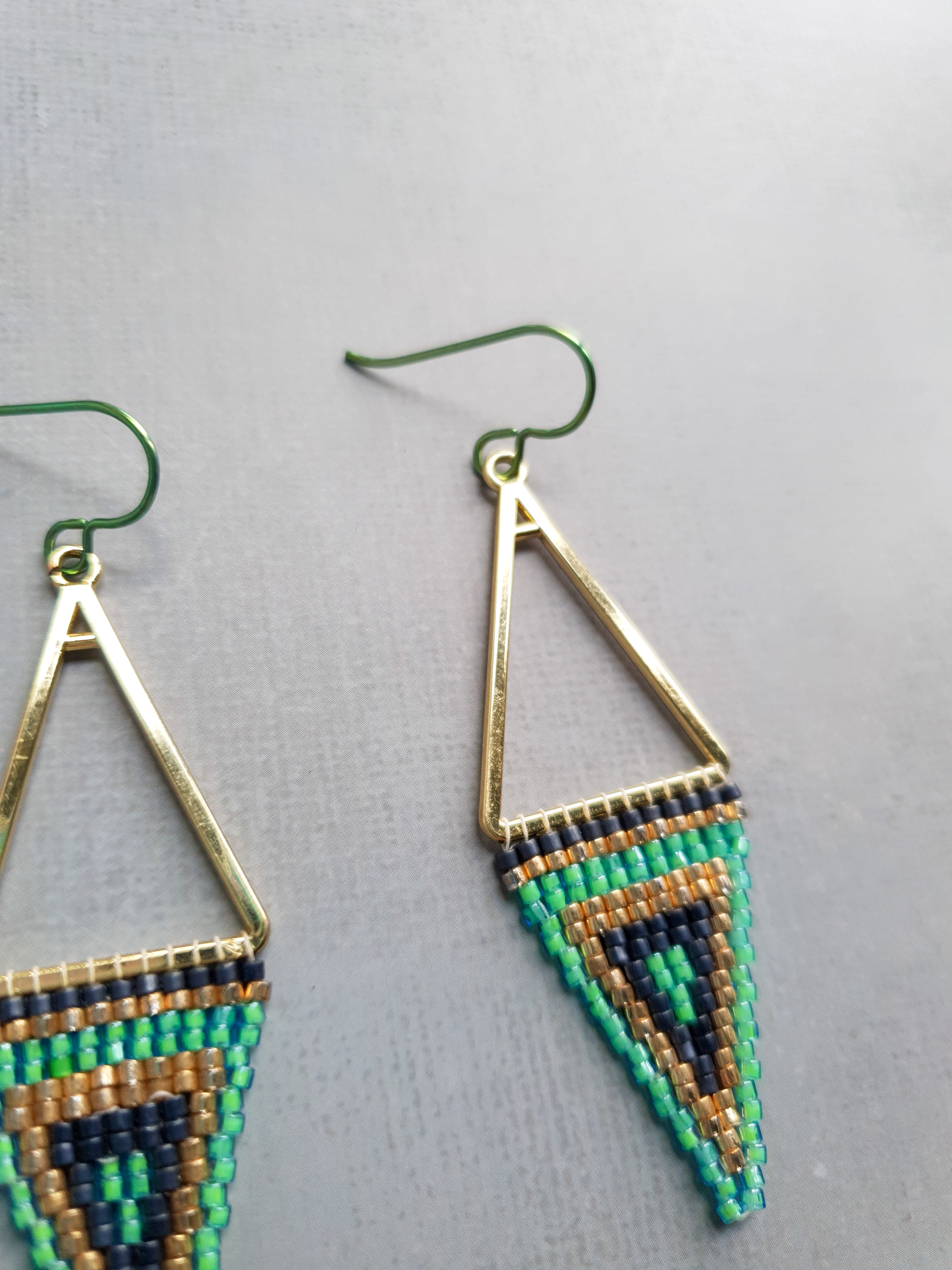 Triple Tone Diamond Symphony Drops - Golden Green & Slate