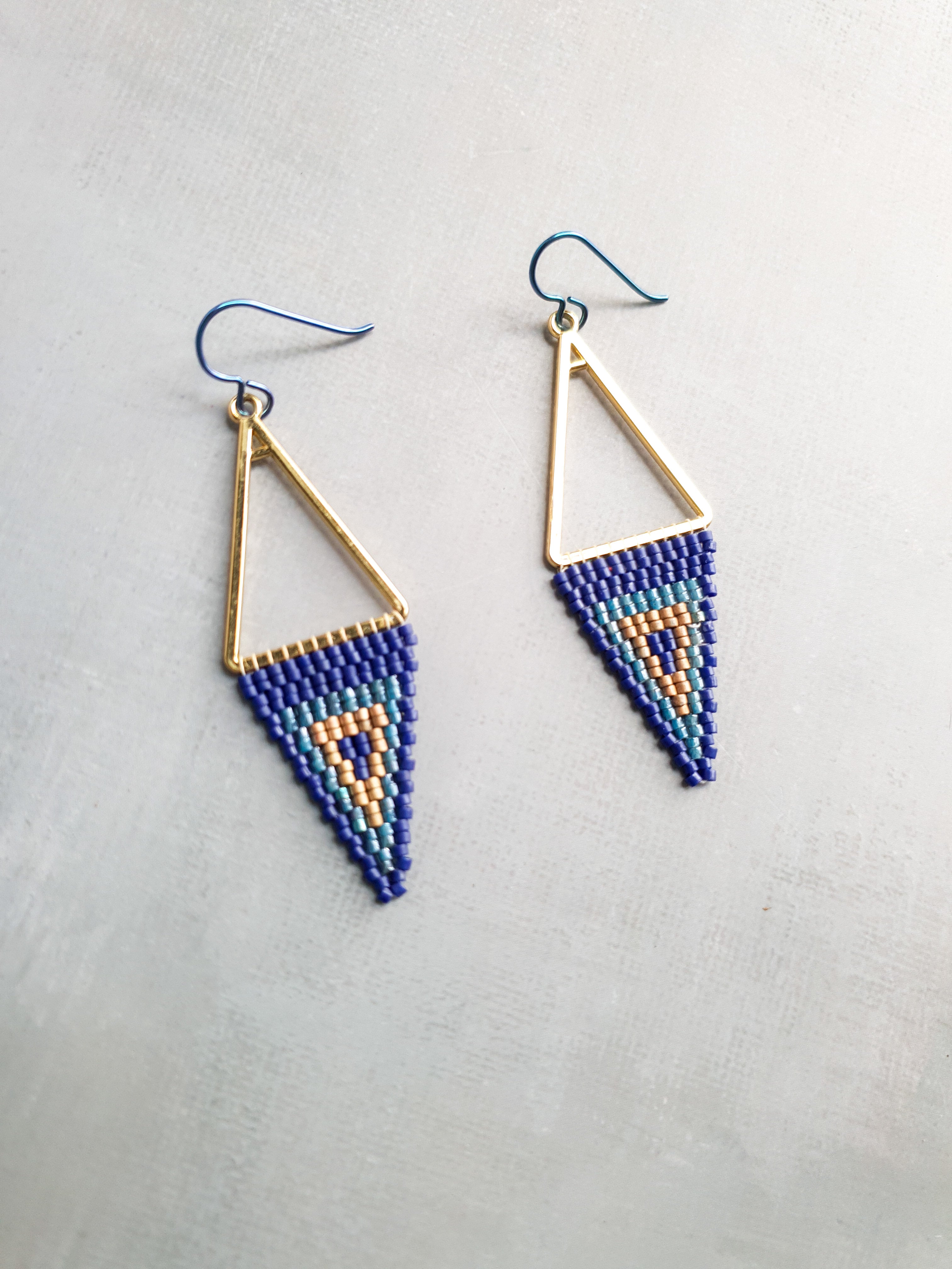 Triple Tone Diamond Symphony Drops - Blue & Gold