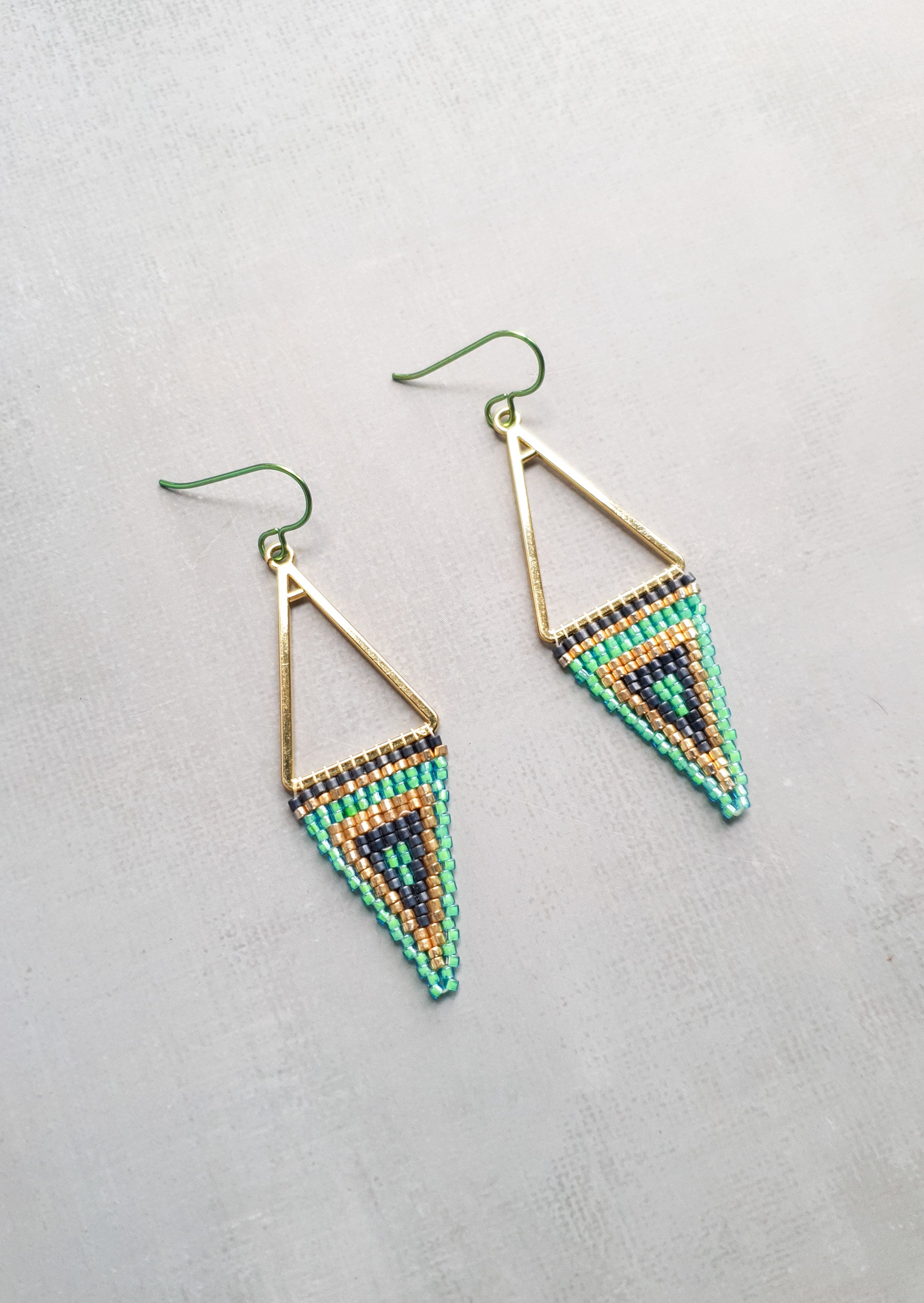 Triple Tone Diamond Symphony Drops - Golden Green & Slate