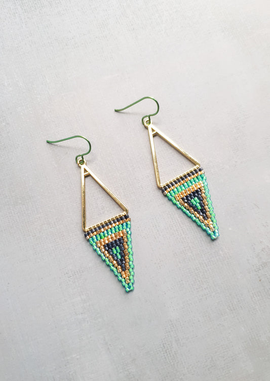 Triple Tone Diamond Symphony Drops - Golden Green & Slate