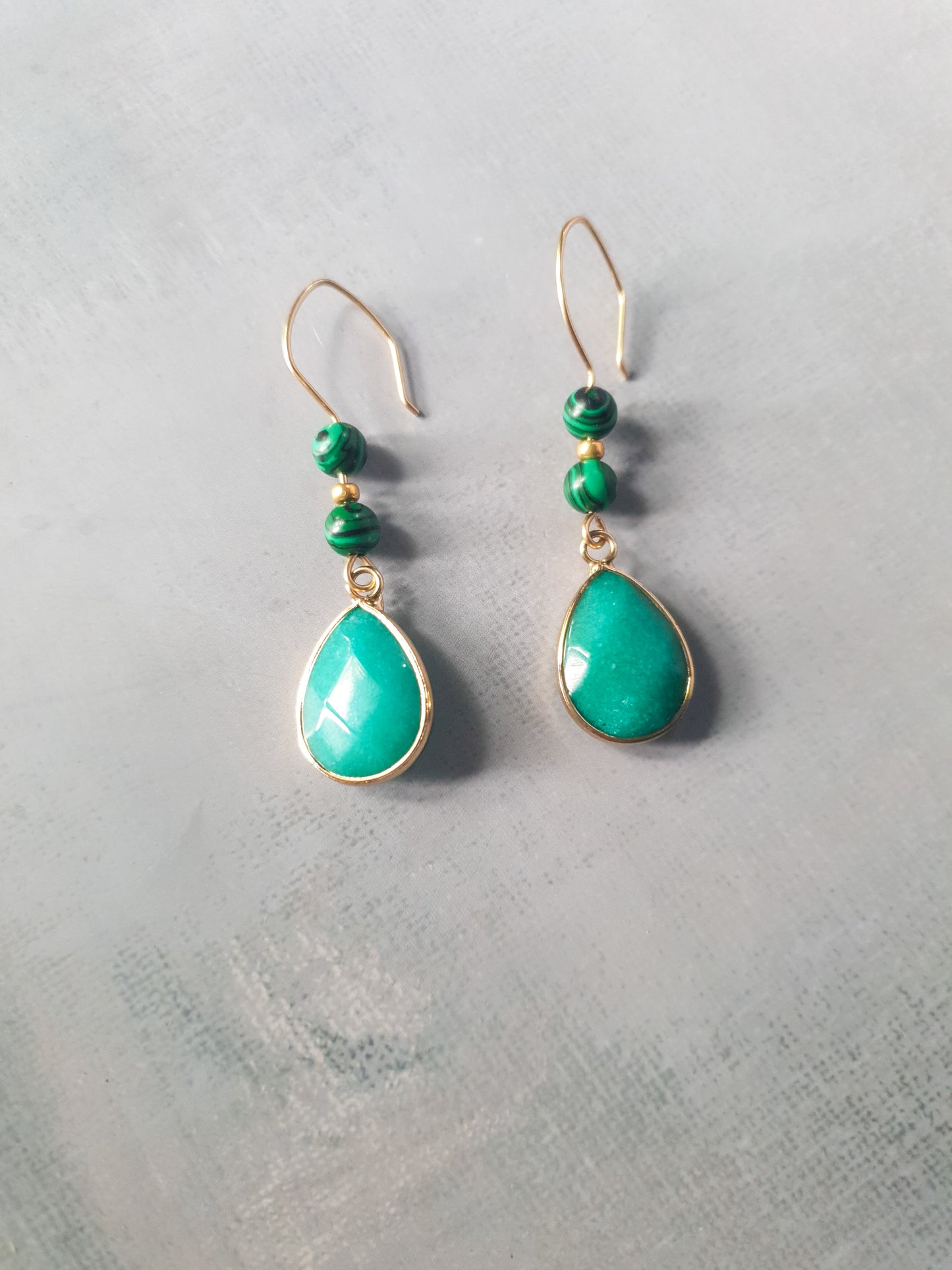 Golden Jade Malachite Drop Earring