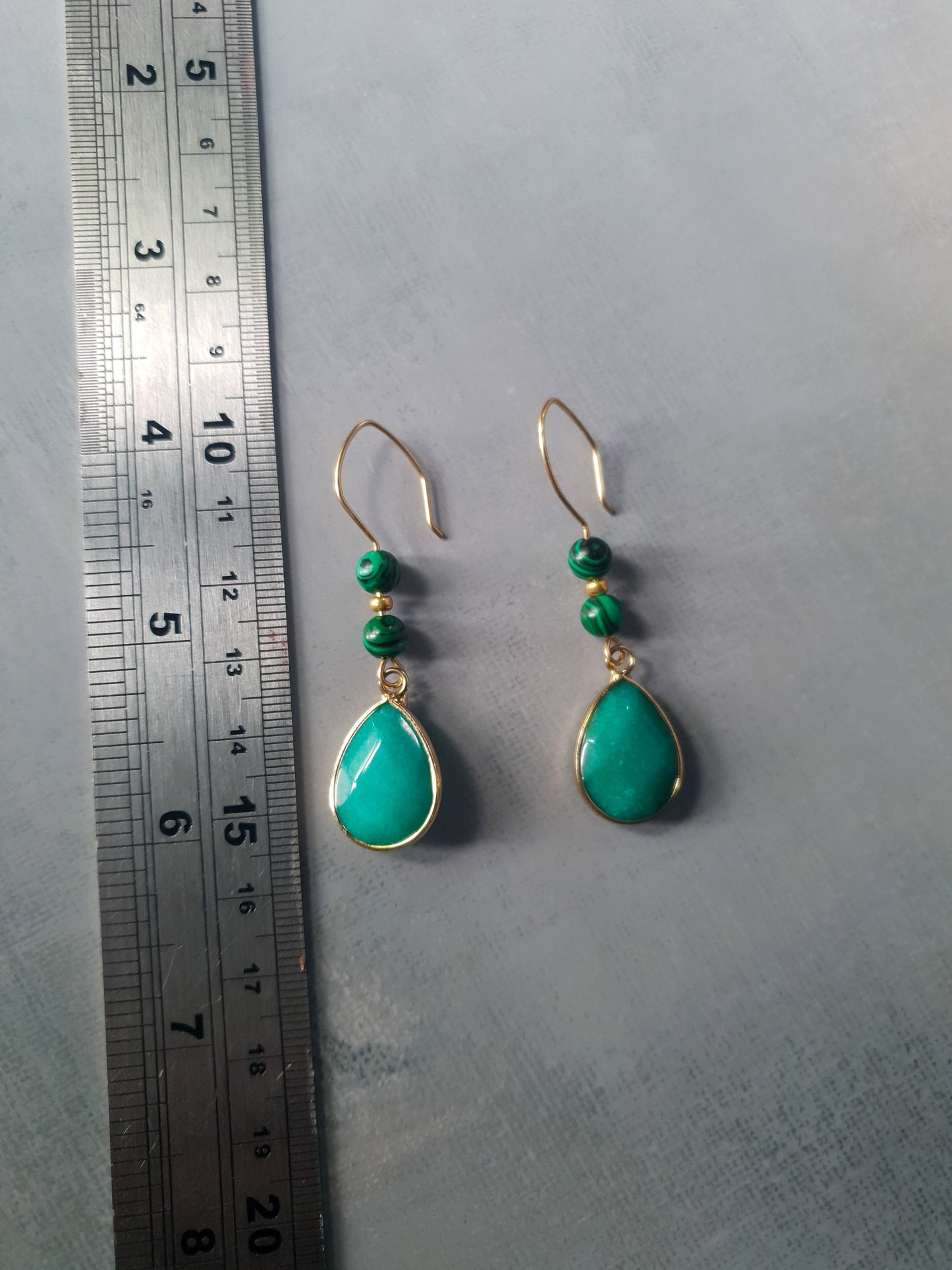 Golden Jade Malachite Drop Earring