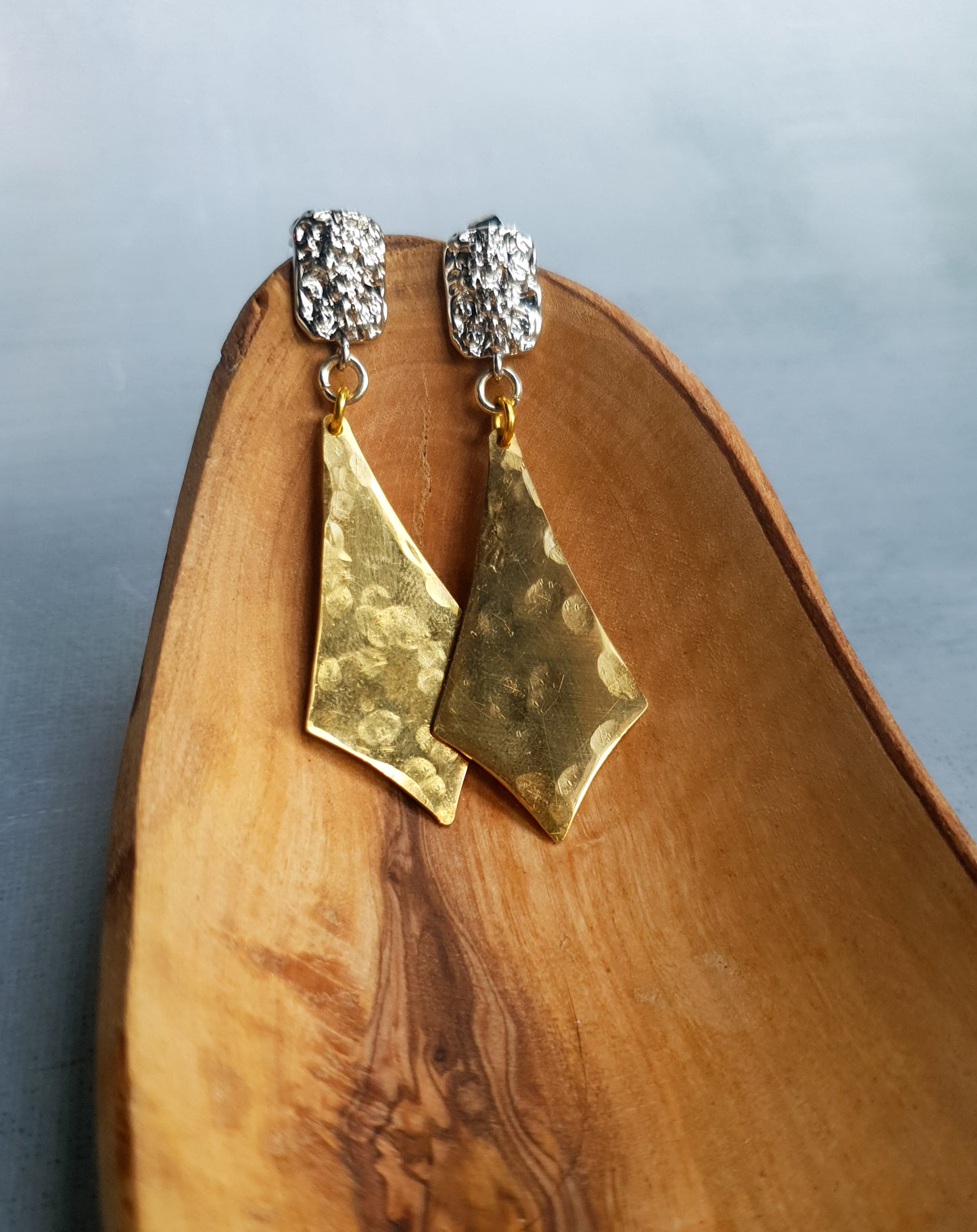 Hammered Gold Kite Drop Earrings