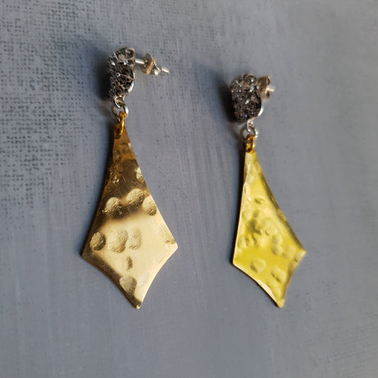 Hammered Gold Kite Drop Earrings