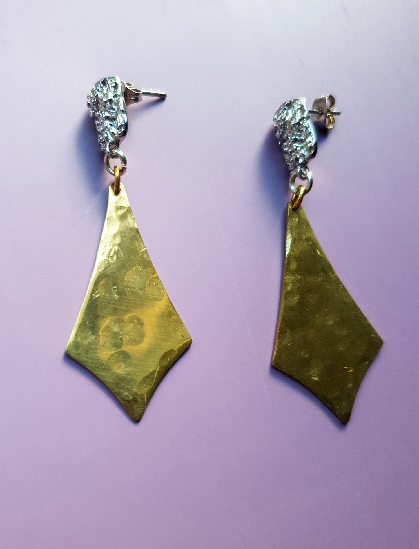 Hammered Gold Kite Drop Earrings