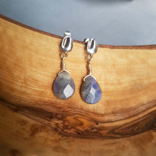 Labradorite silver drop Earrings