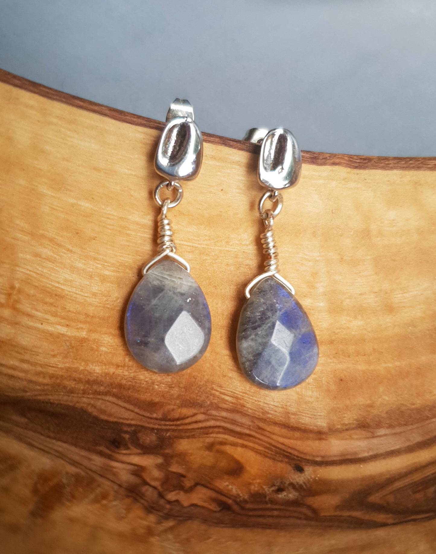 Labradorite silver drop Earrings