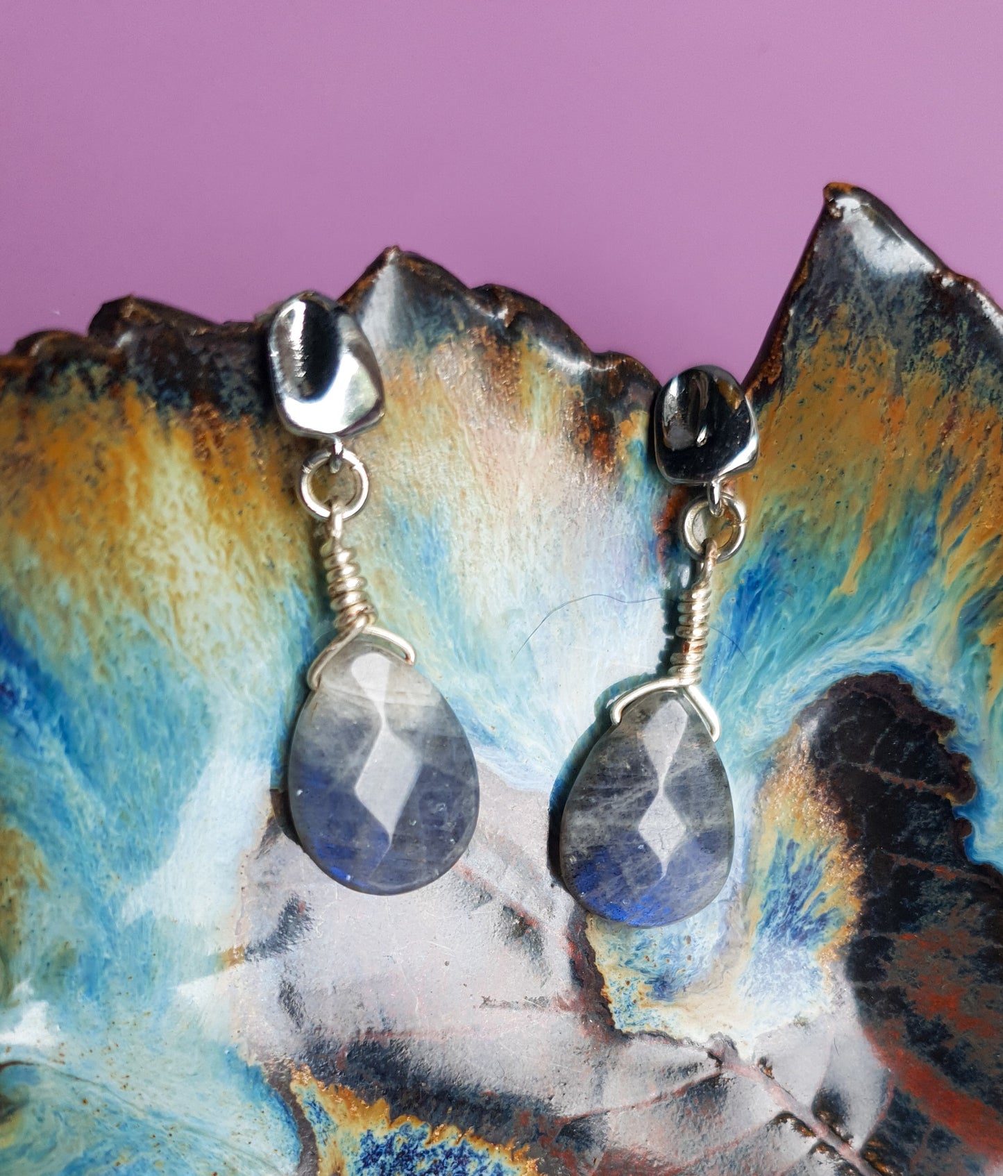 Labradorite silver drop Earrings