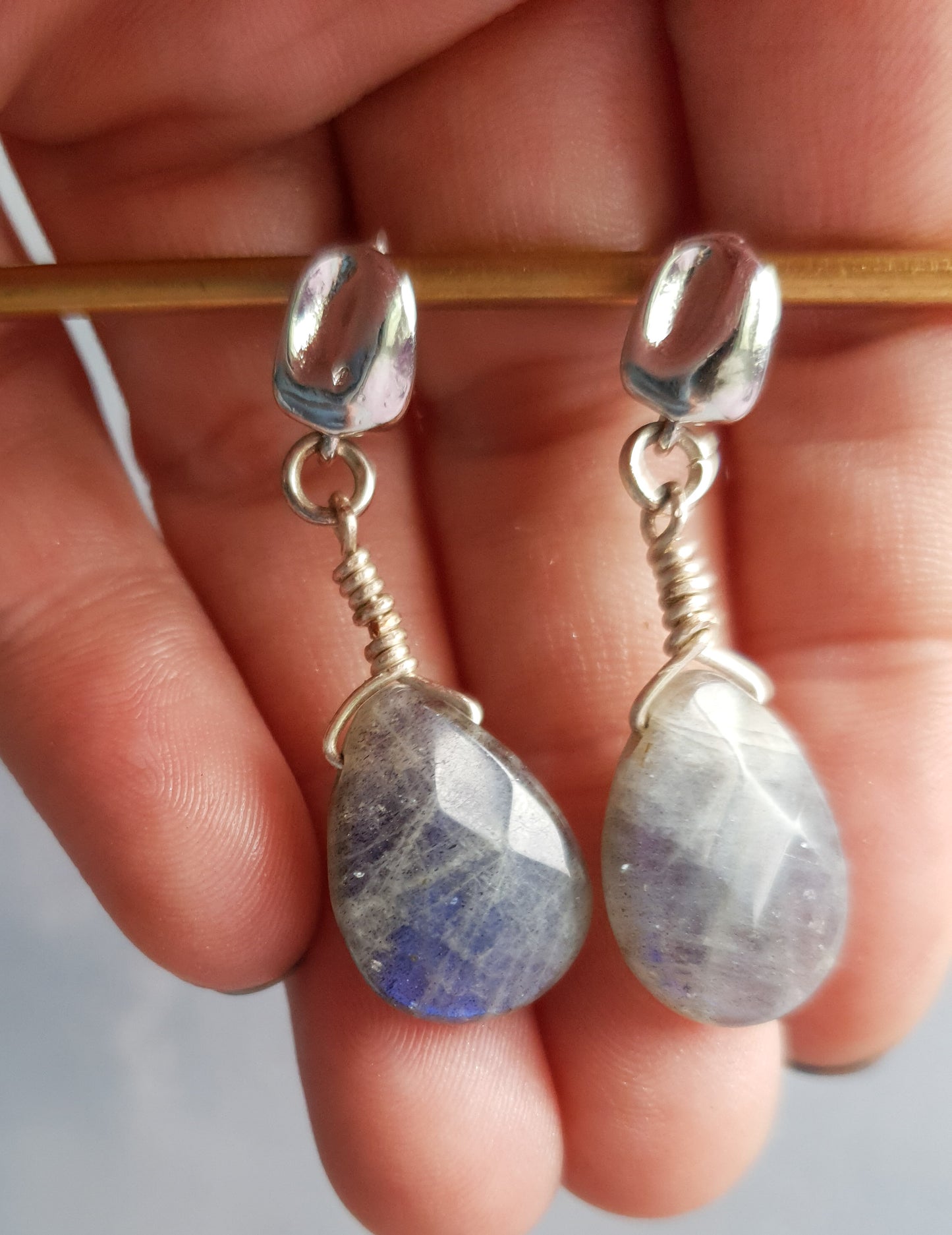 Labradorite silver drop Earrings