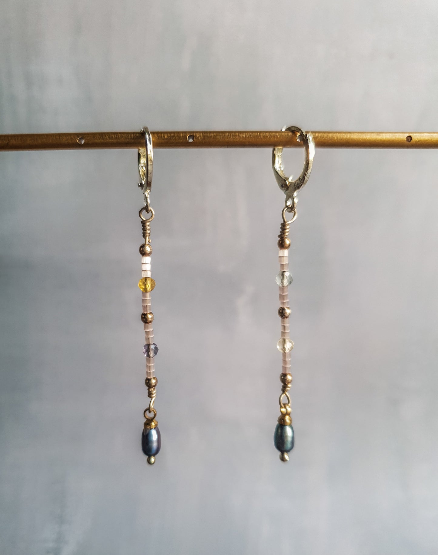 Fluorite & Baroque Drop Earrings