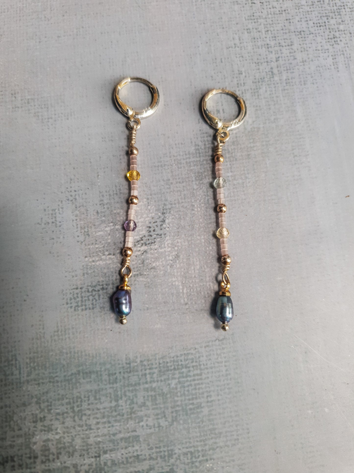 Fluorite & Baroque Drop Earrings