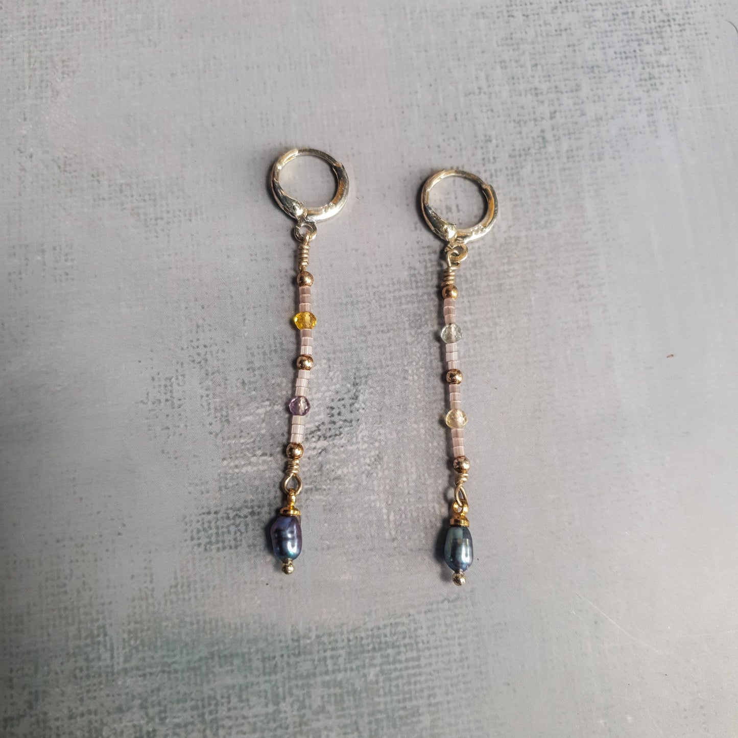 Fluorite & Baroque Drop Earrings