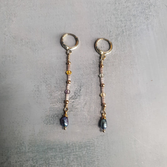 Fluorite & Baroque Drop Earrings