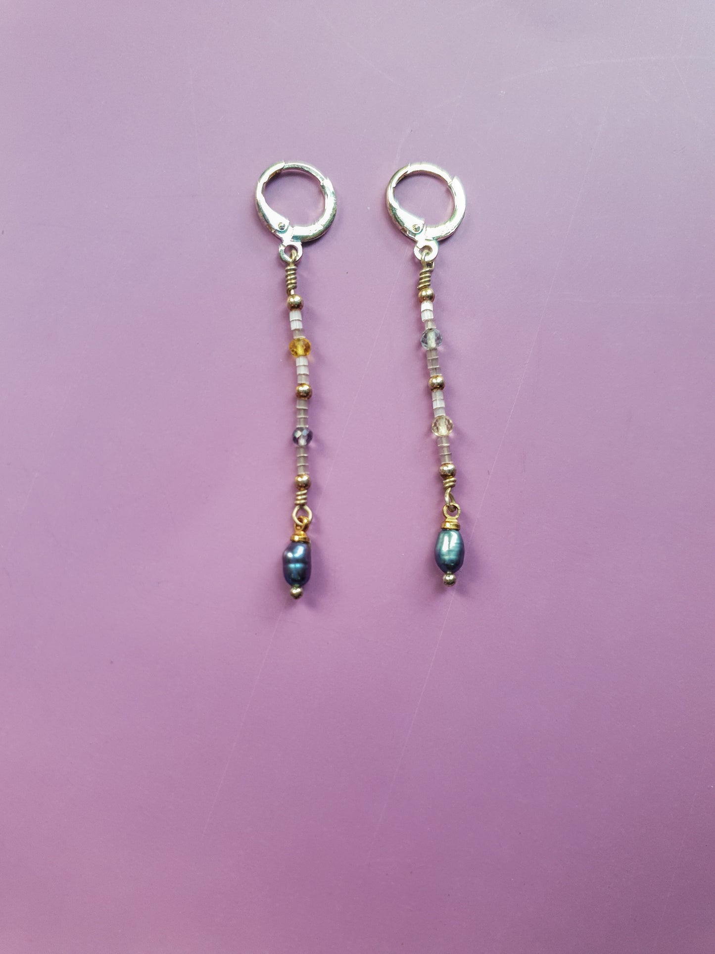 Fluorite & Baroque Drop Earrings