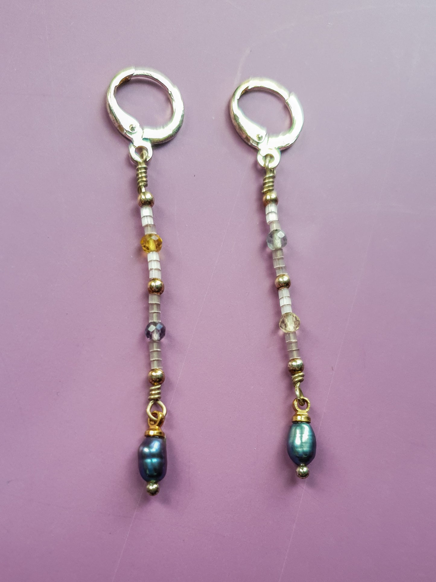 Fluorite & Baroque Drop Earrings