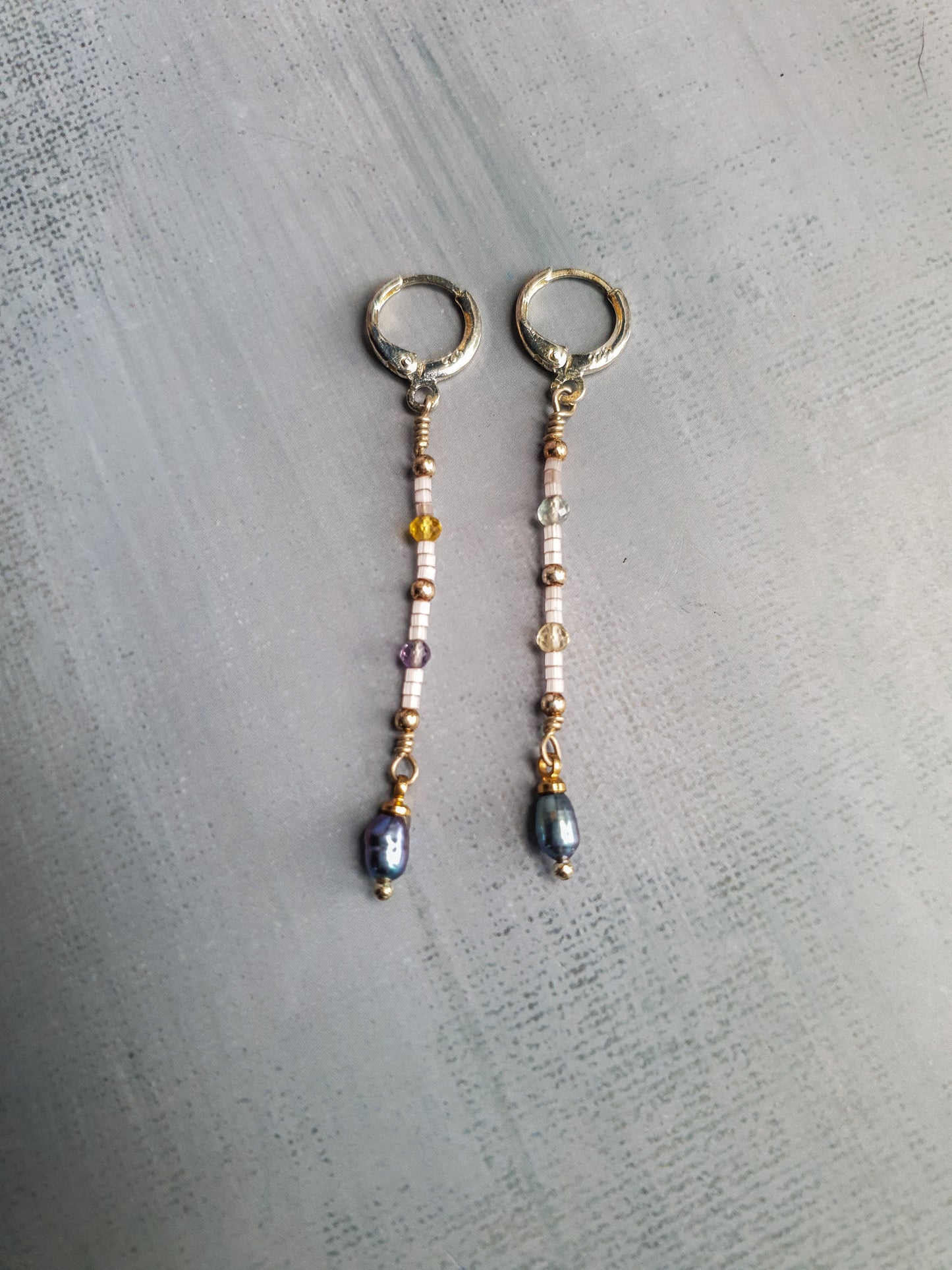 Fluorite & Baroque Drop Earrings