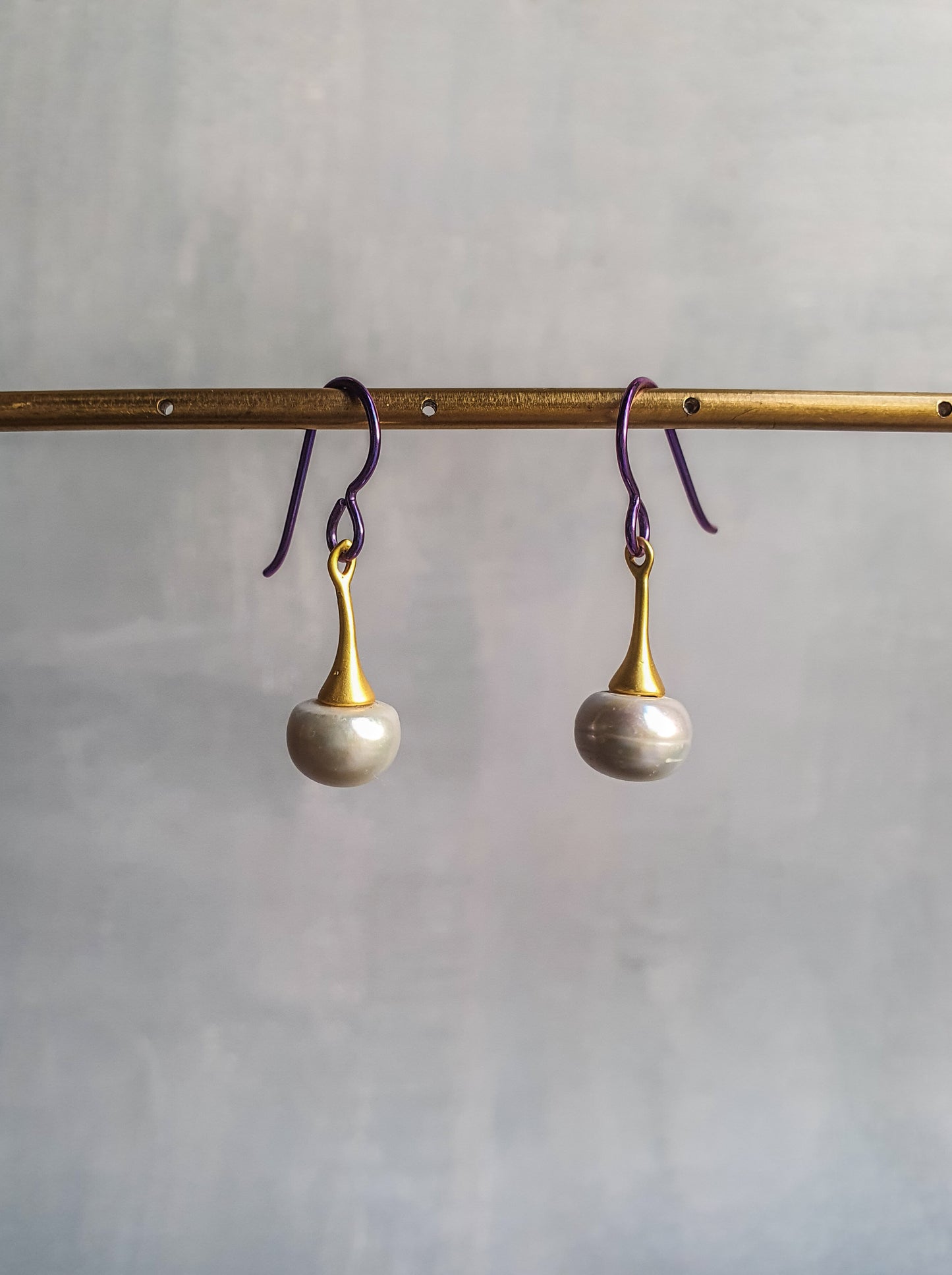 Fresh Water Pearl Mardi Gras Drop Earrings