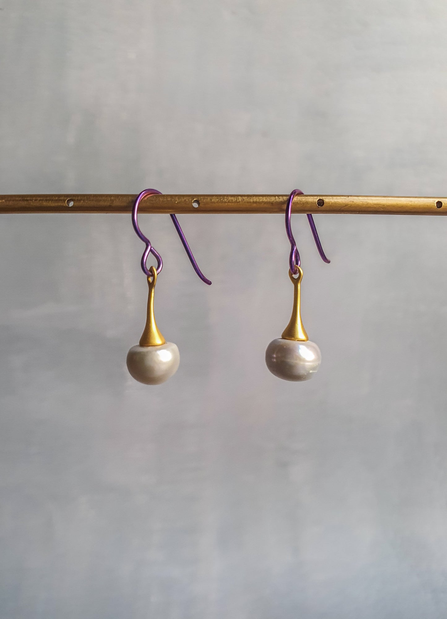 Fresh Water Pearl Mardi Gras Drop Earrings