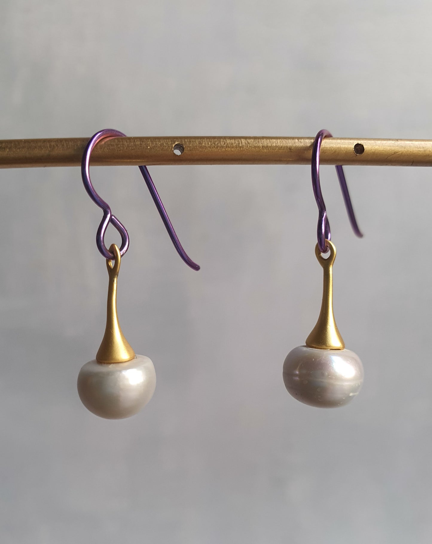 Fresh Water Pearl Mardi Gras Drop Earrings