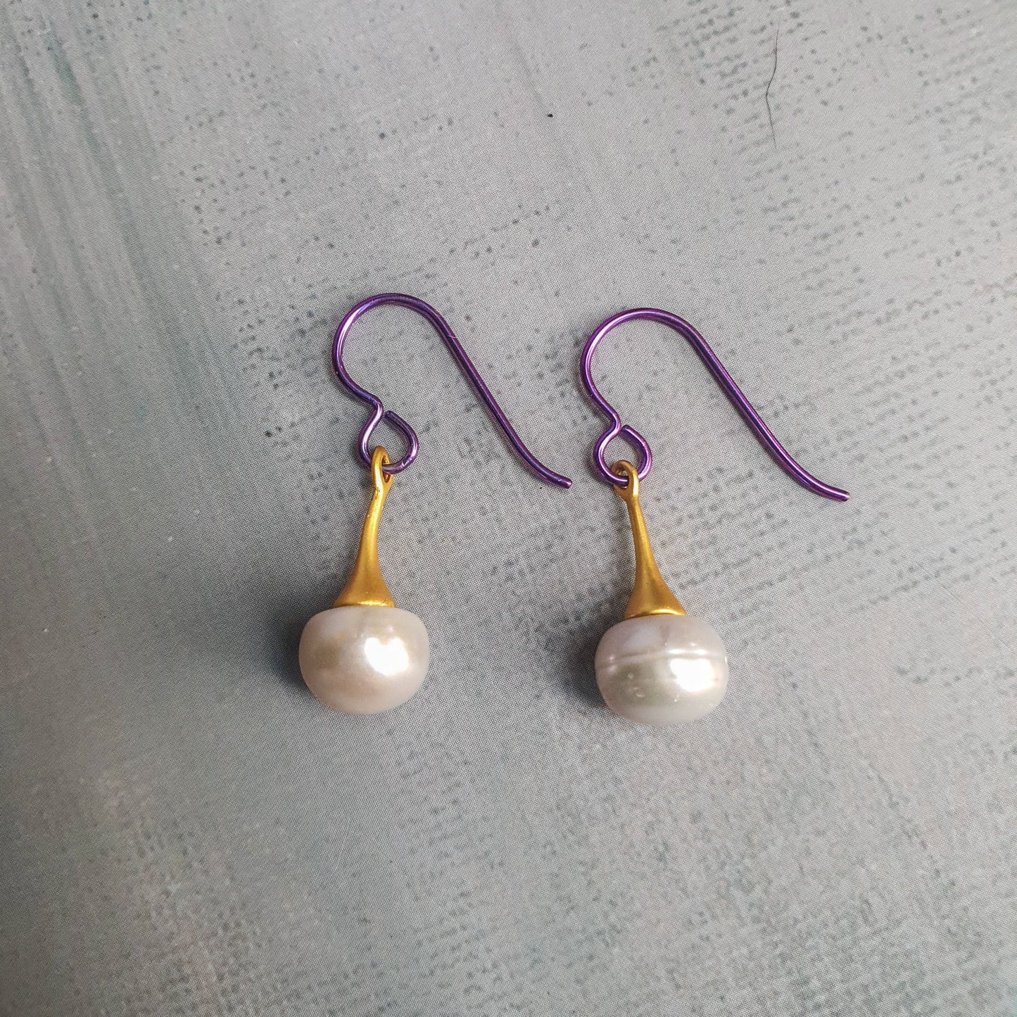 Fresh Water Pearl Mardi Gras Drop Earrings