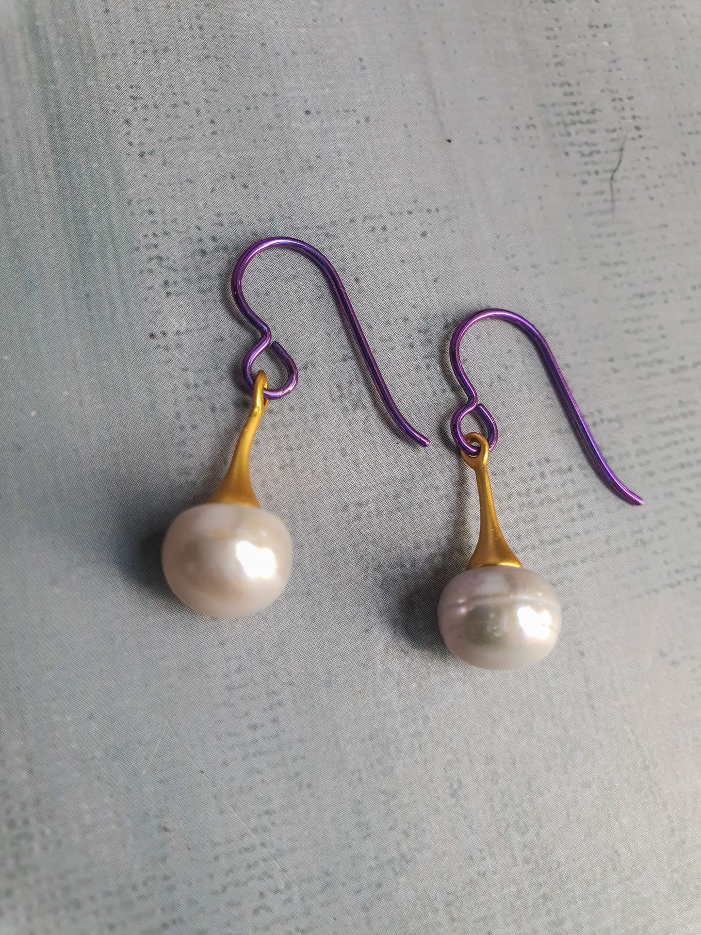 Fresh Water Pearl Mardi Gras Drop Earrings