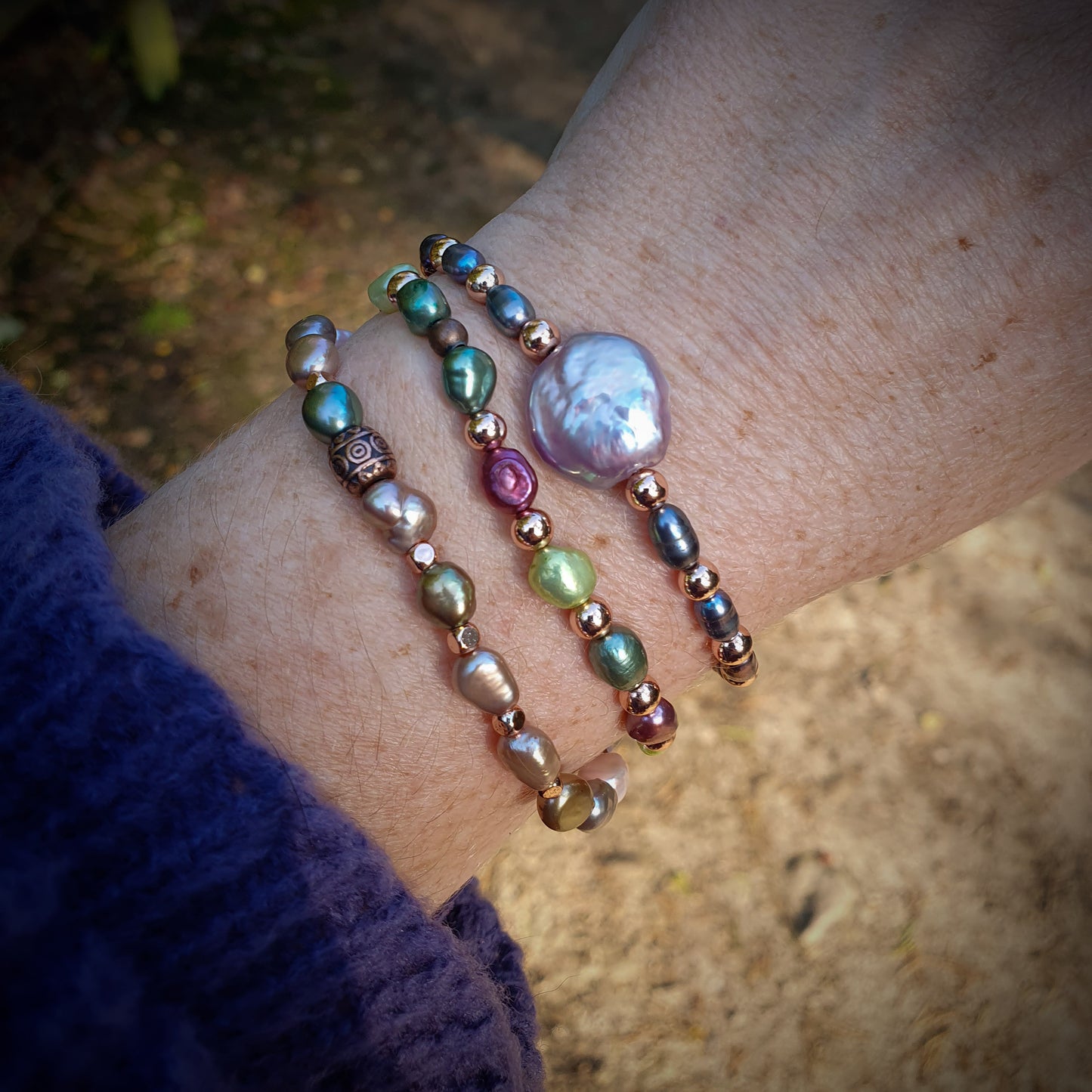 Keshi and Baroque Pearl Beaded Bracelet