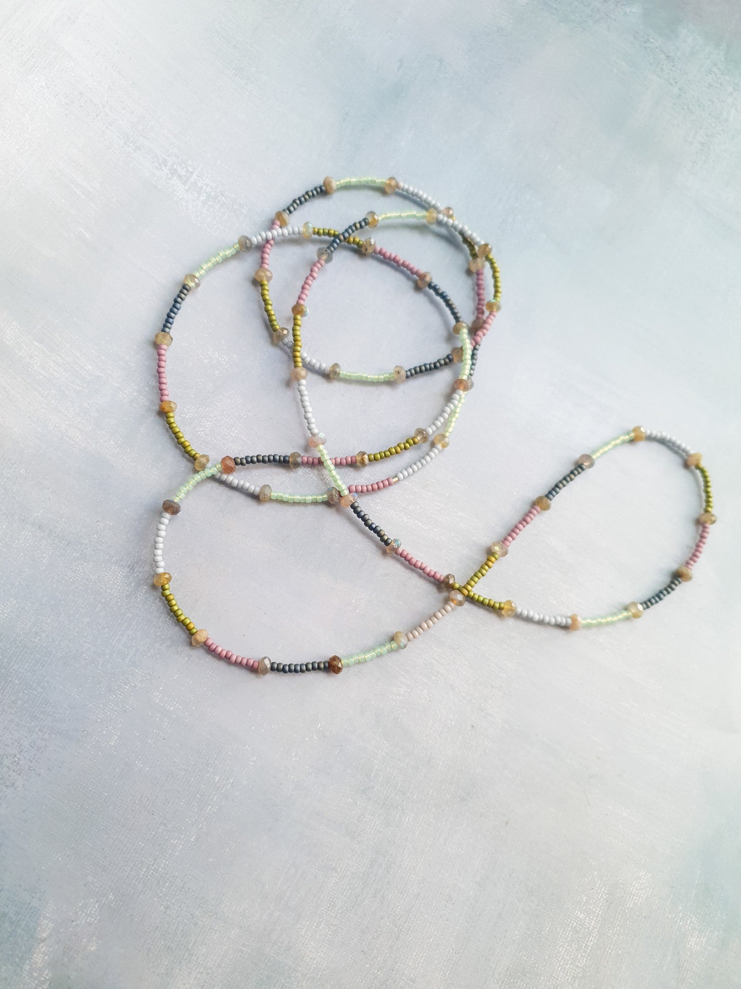 Laboradite & Seed Bead Rope Necklace